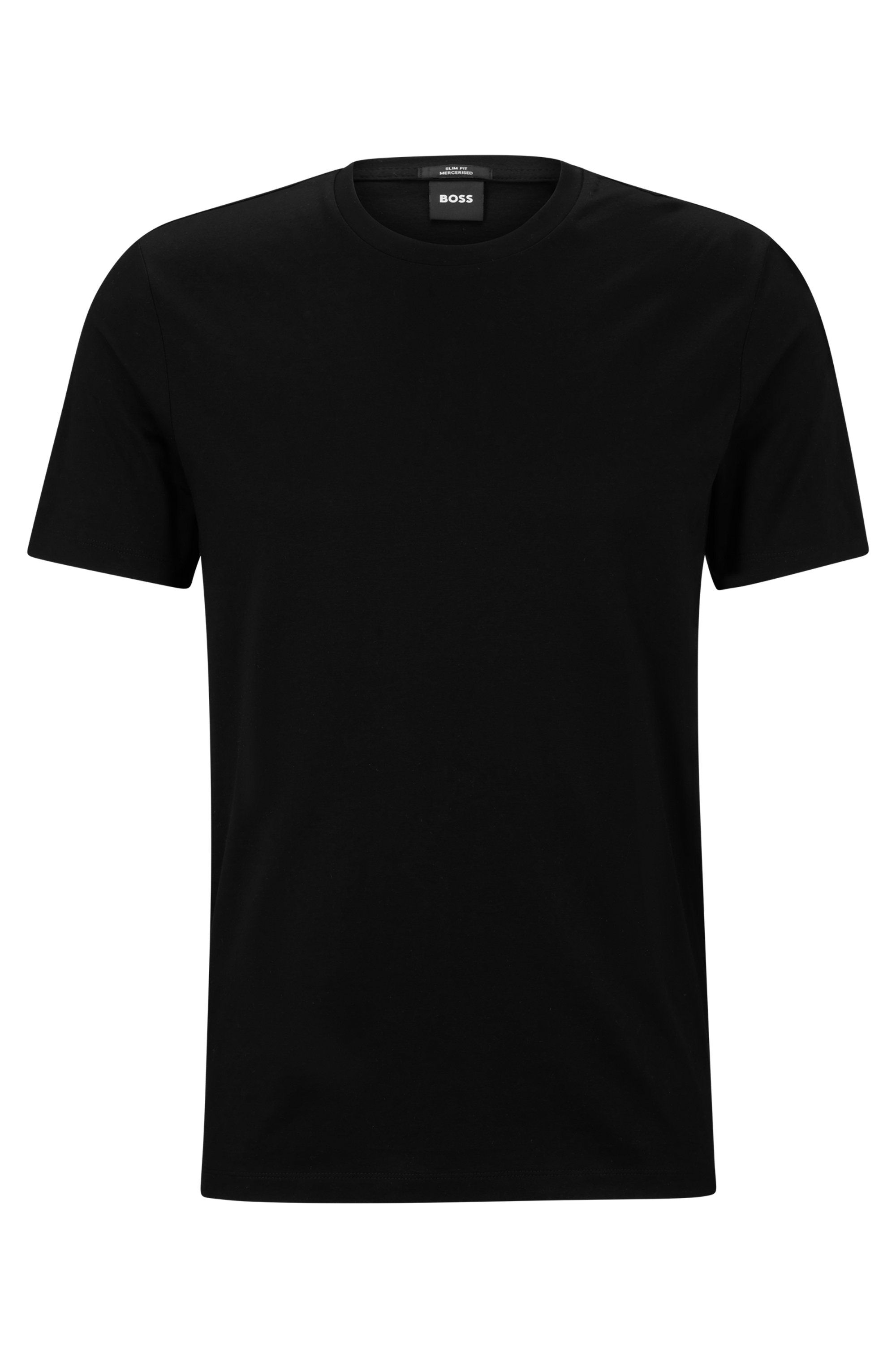 Tričko slim fit z mercerizované bavlny - Black