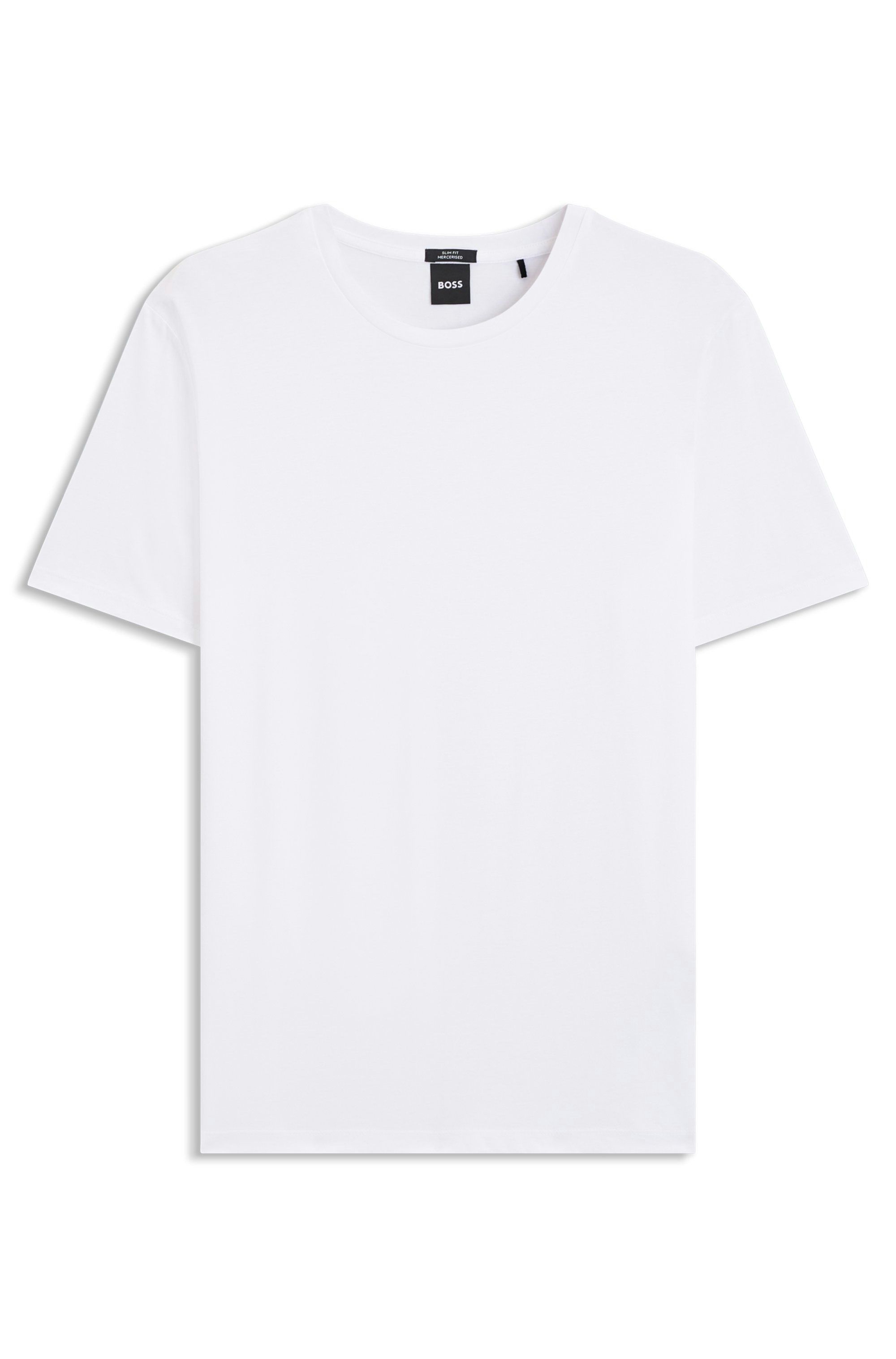 Tričko slim fit z mercerizované bavlny - White