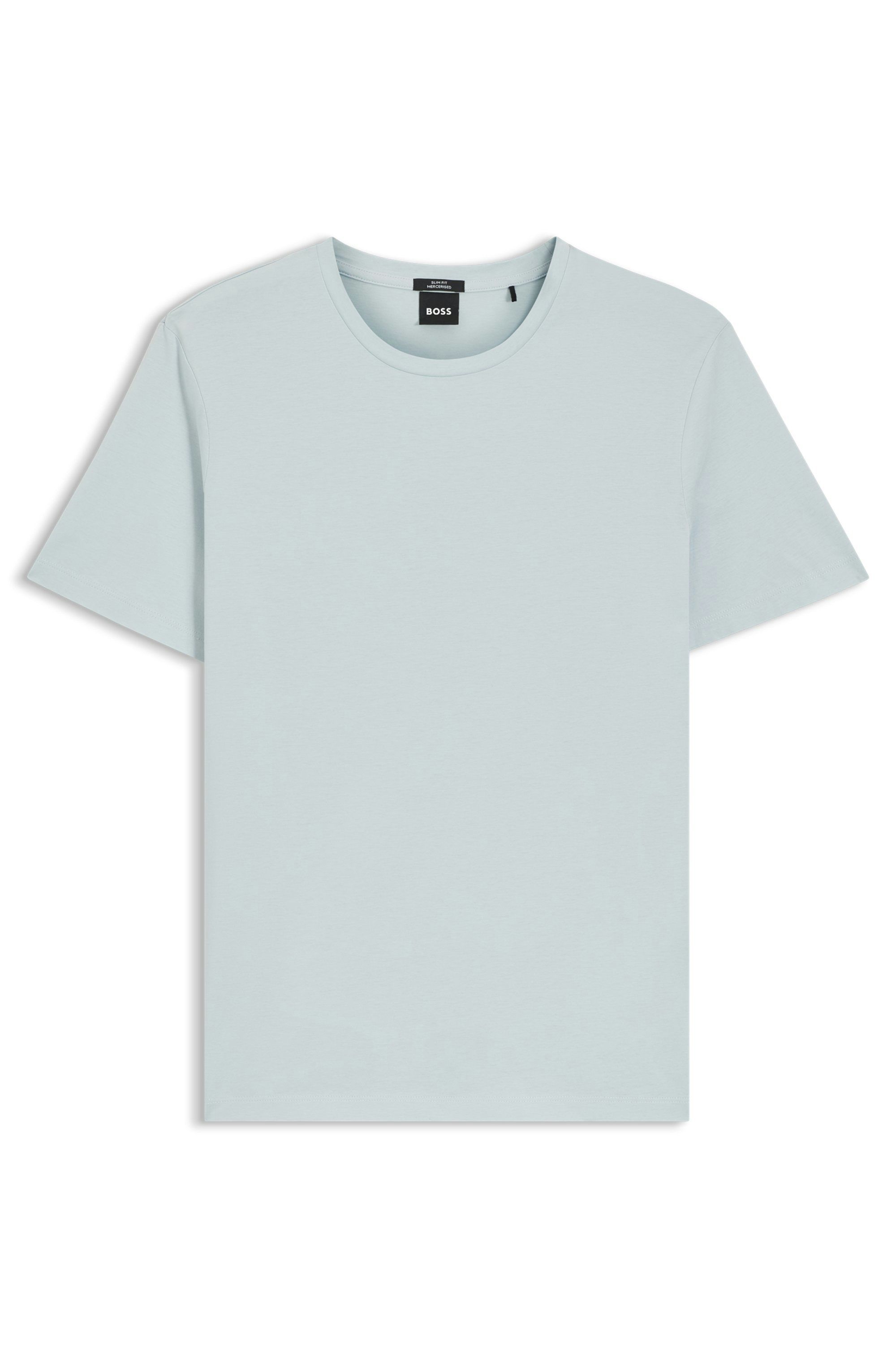 Tričko slim fit z mercerizované bavlny - Open Blue