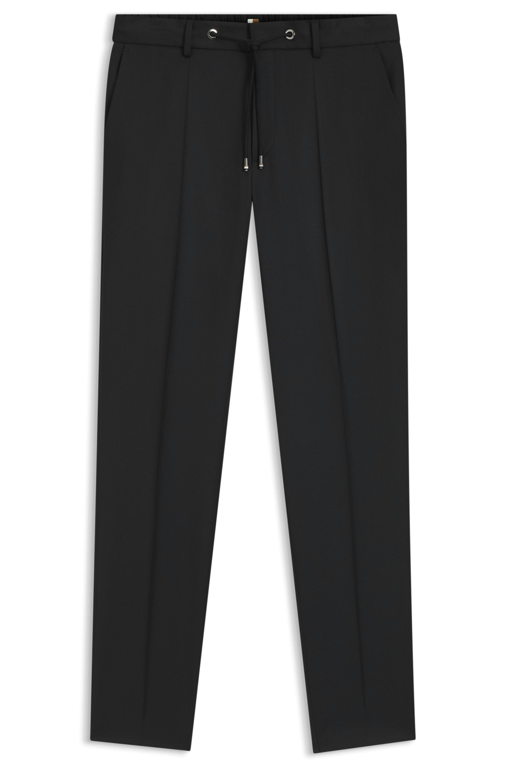 Kalhoty BOSS ONE slim fit z panenské vlny serge - Black