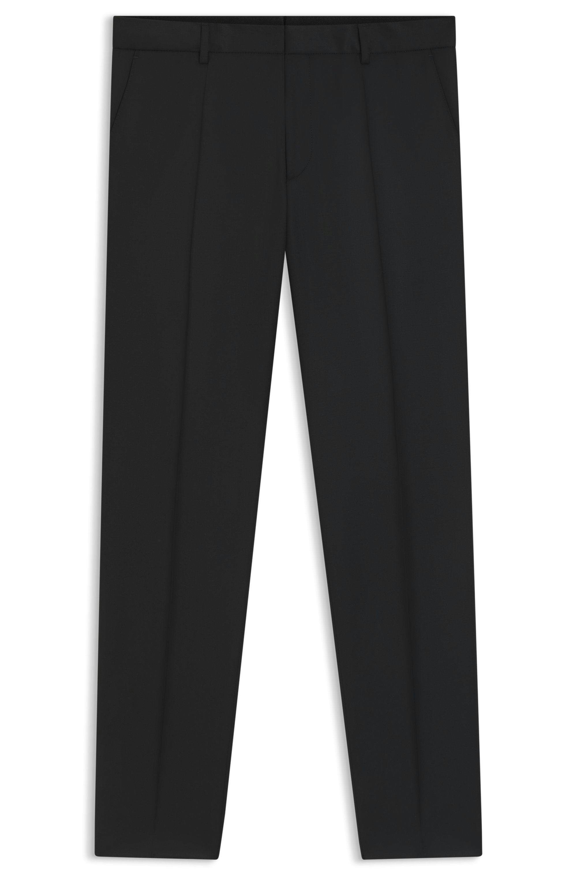 Kalhoty slim fit z panenské vlny serge - Black