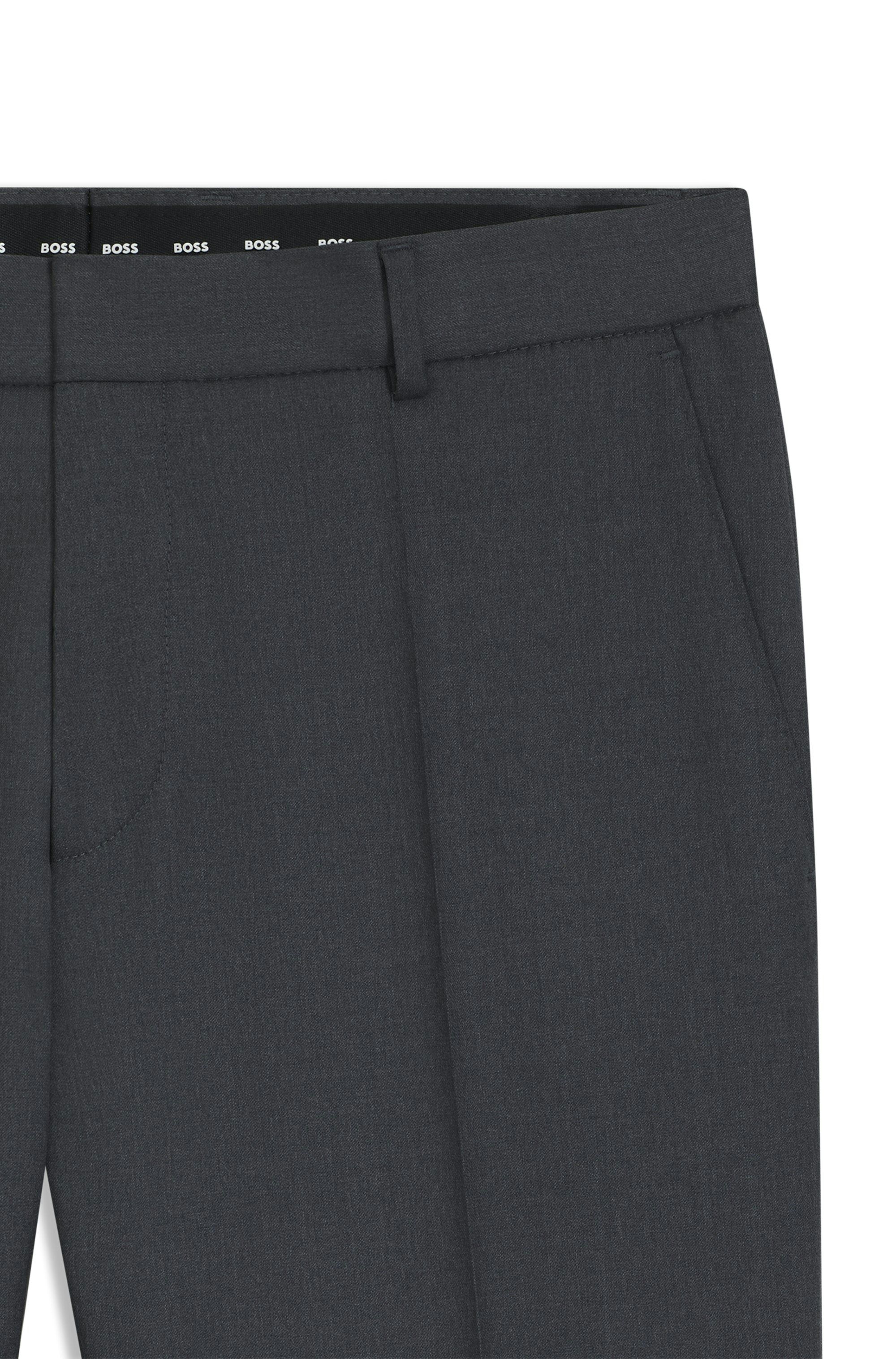 Kalhoty slim fit z panenské vlny serge - Dark Grey