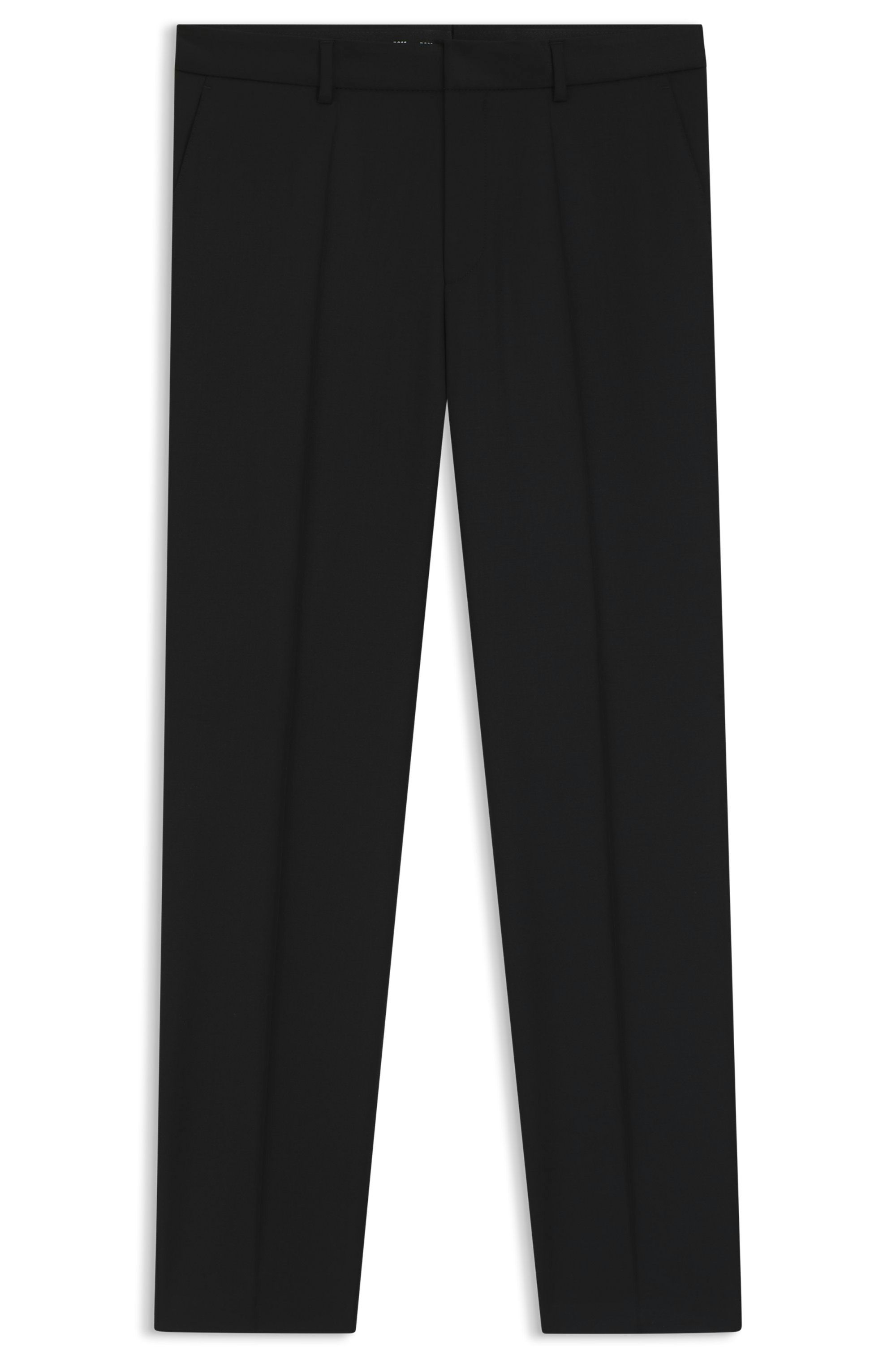 Kalhoty regular střihu z panenské vlny serge - Black