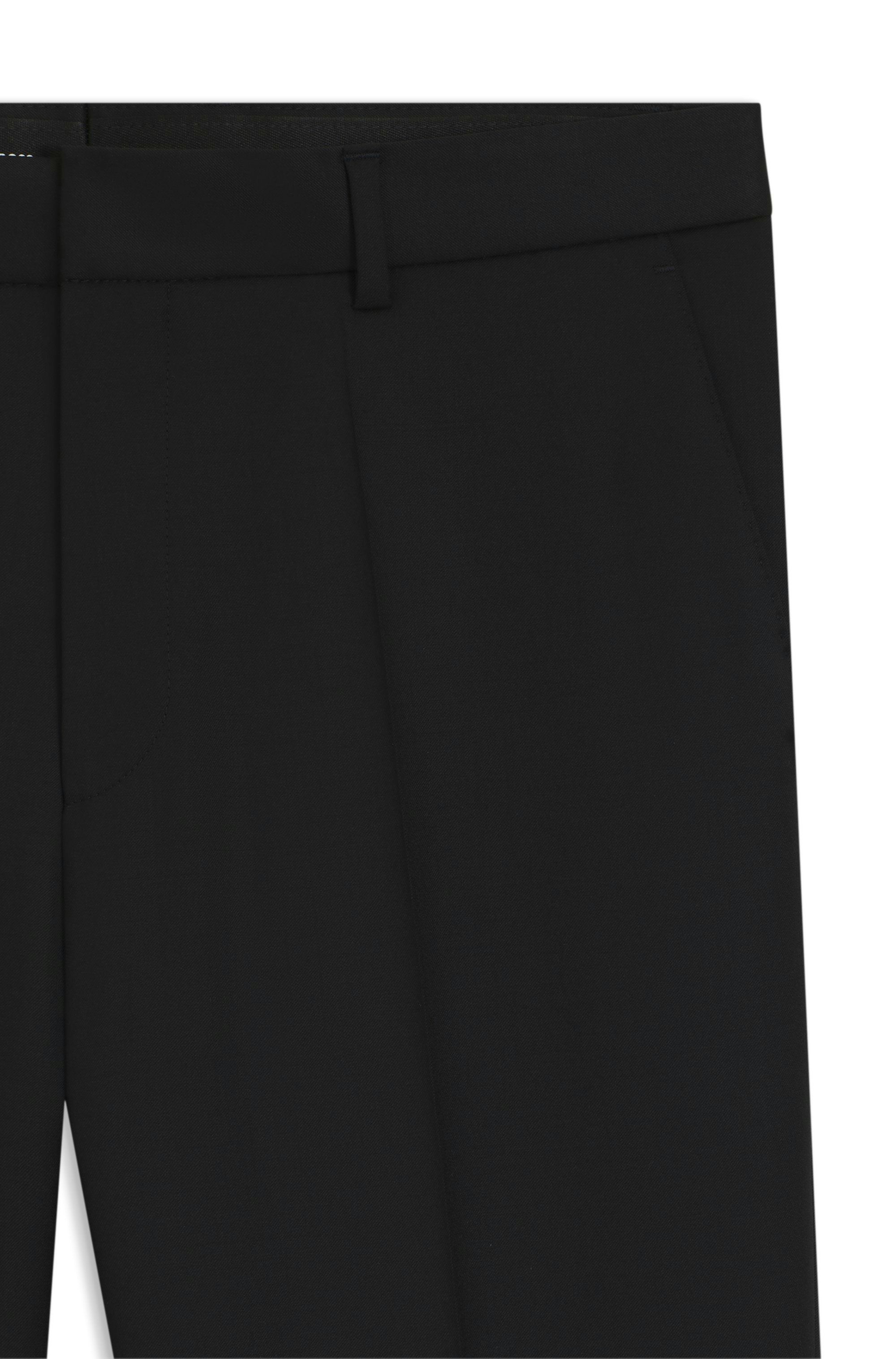 Kalhoty regular střihu z panenské vlny serge - Black