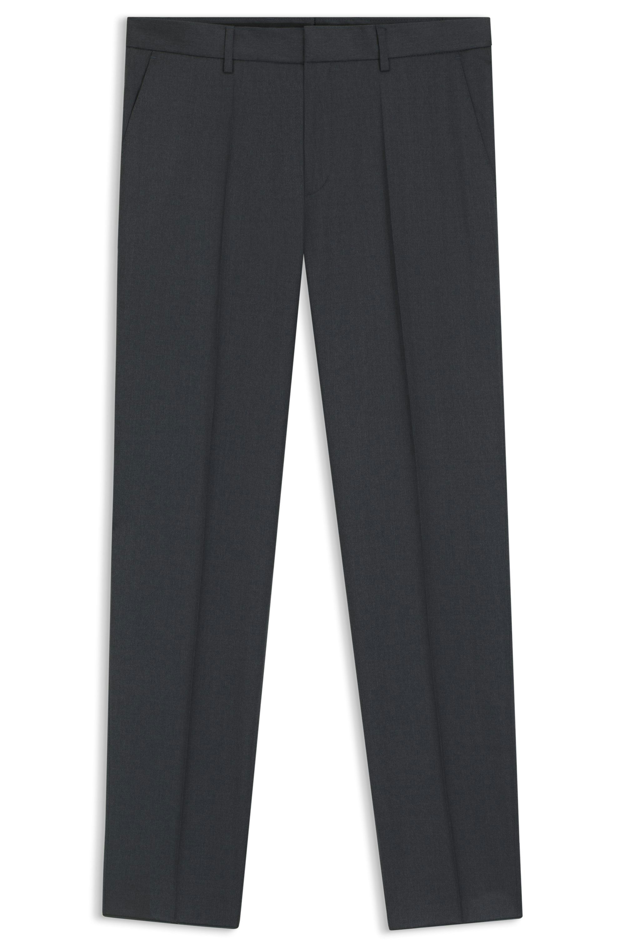 Kalhoty regular střihu z panenské vlny serge - Dark Grey