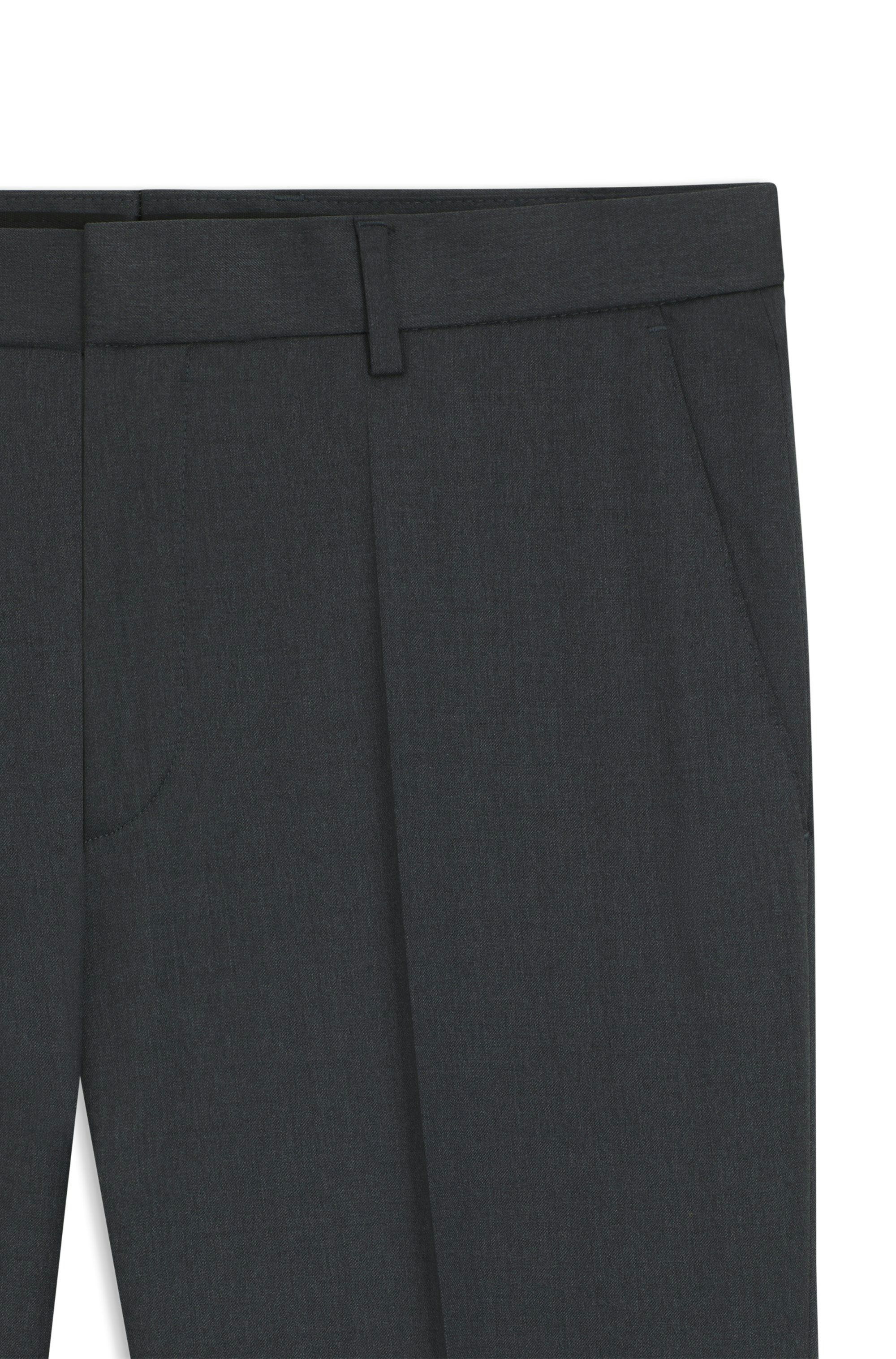Kalhoty regular střihu z panenské vlny serge - Dark Grey