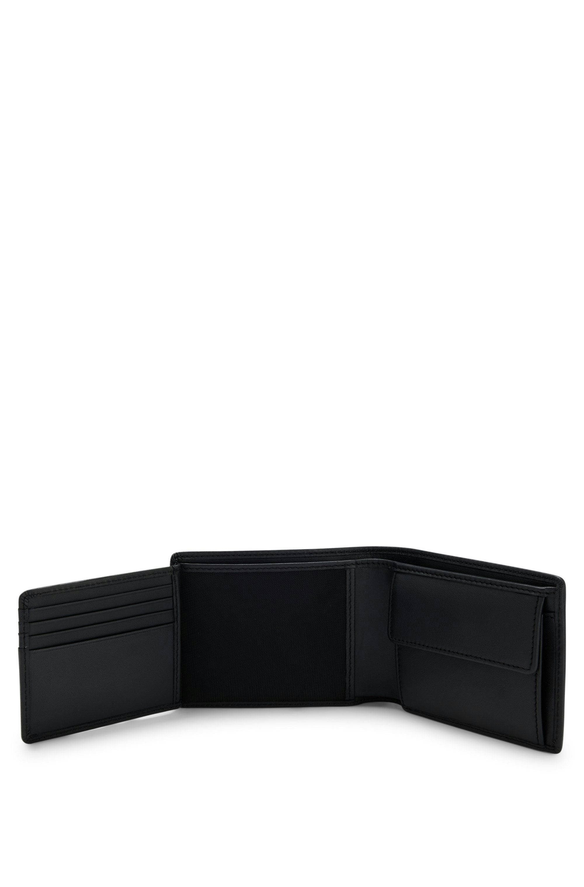 Kožená peněženka s reliéfním logem - Black