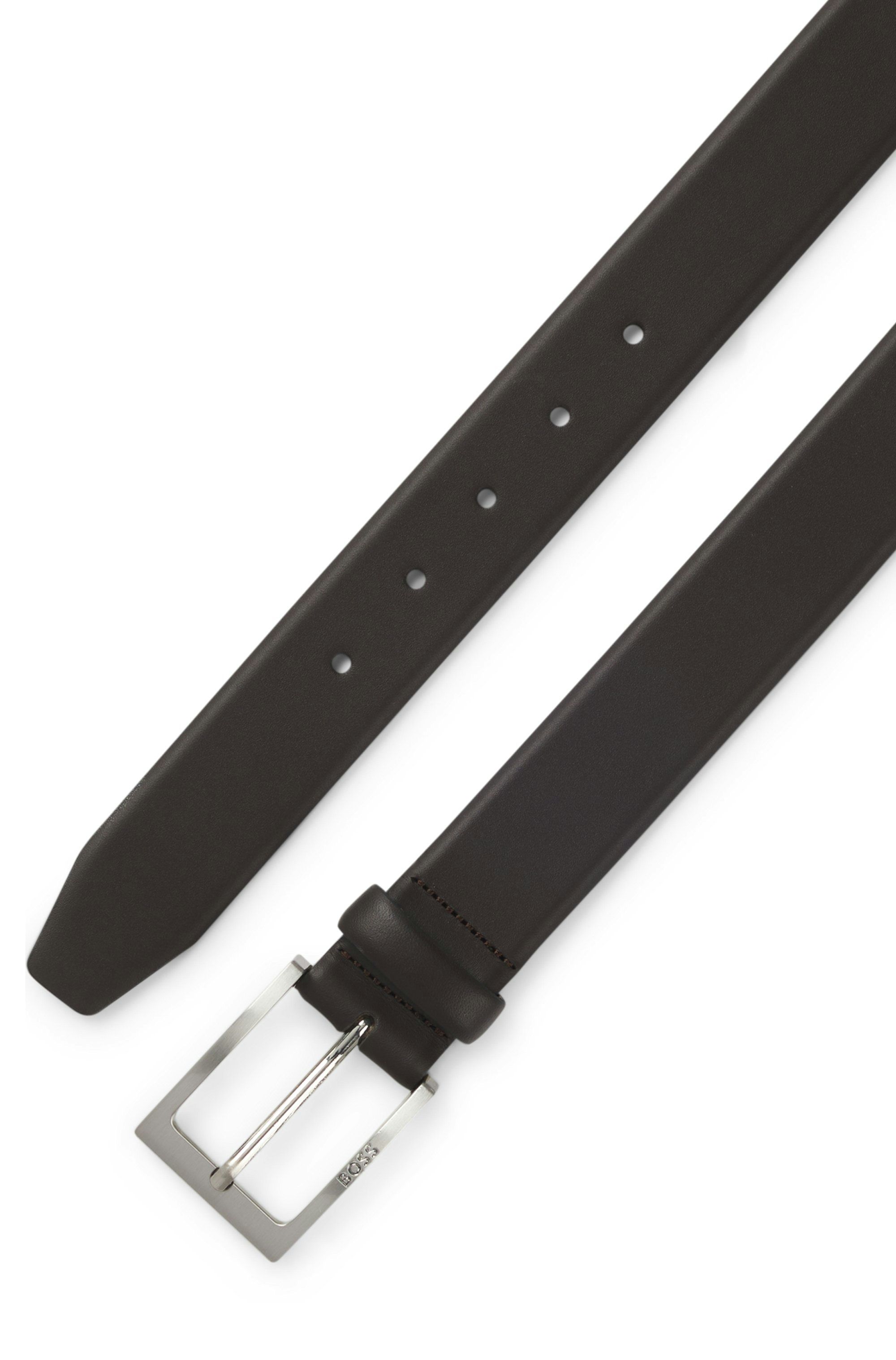 Opasek z kůže nappa s přezkou - Dark Brown