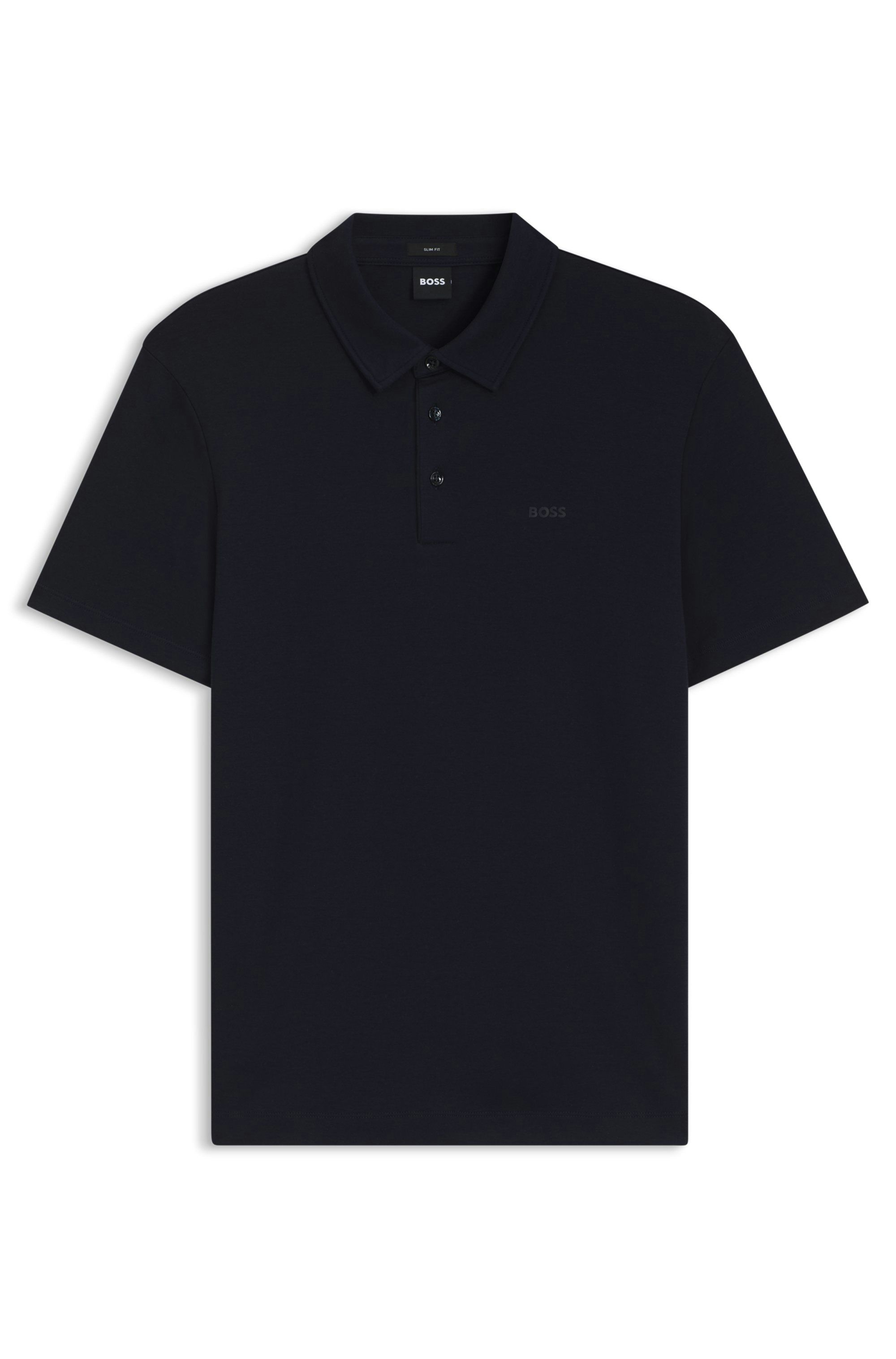 Polokošile slim fit z interlockové bavlny - Dark Blue