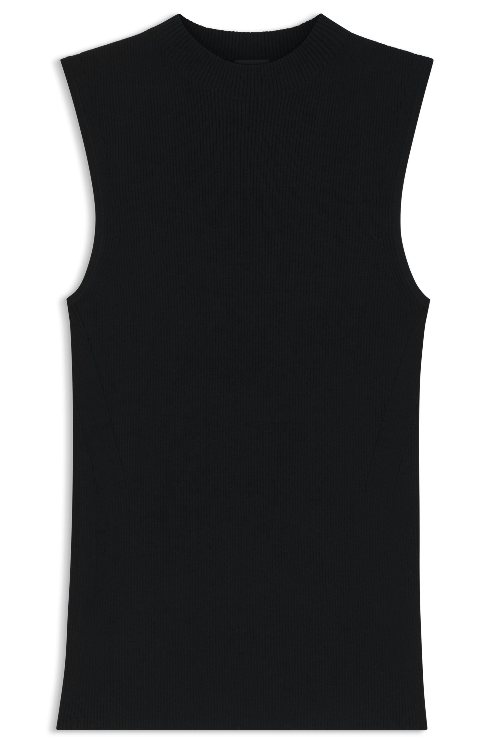 Žebrovaný top s falešným výstřihem - Black