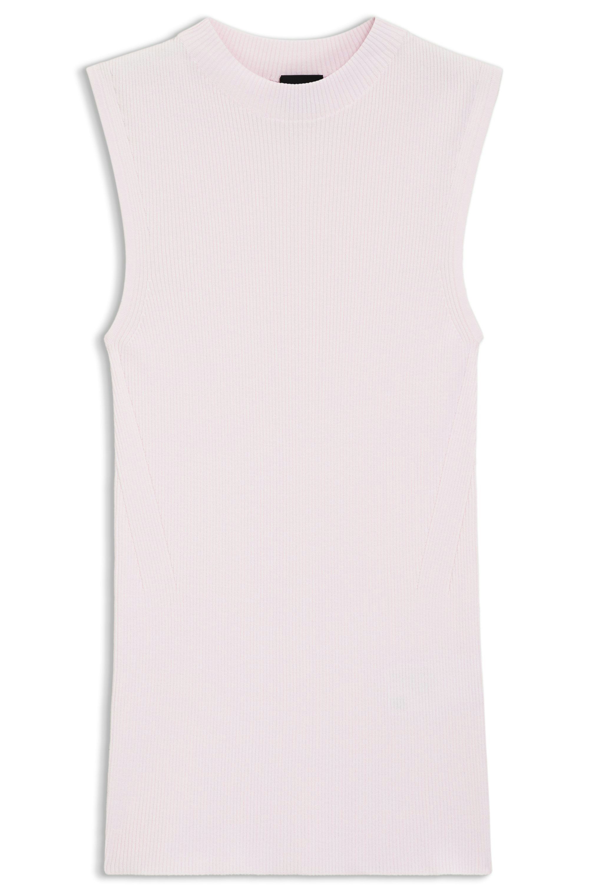 Žebrovaný top s falešným výstřihem - Light/Pastel Pink