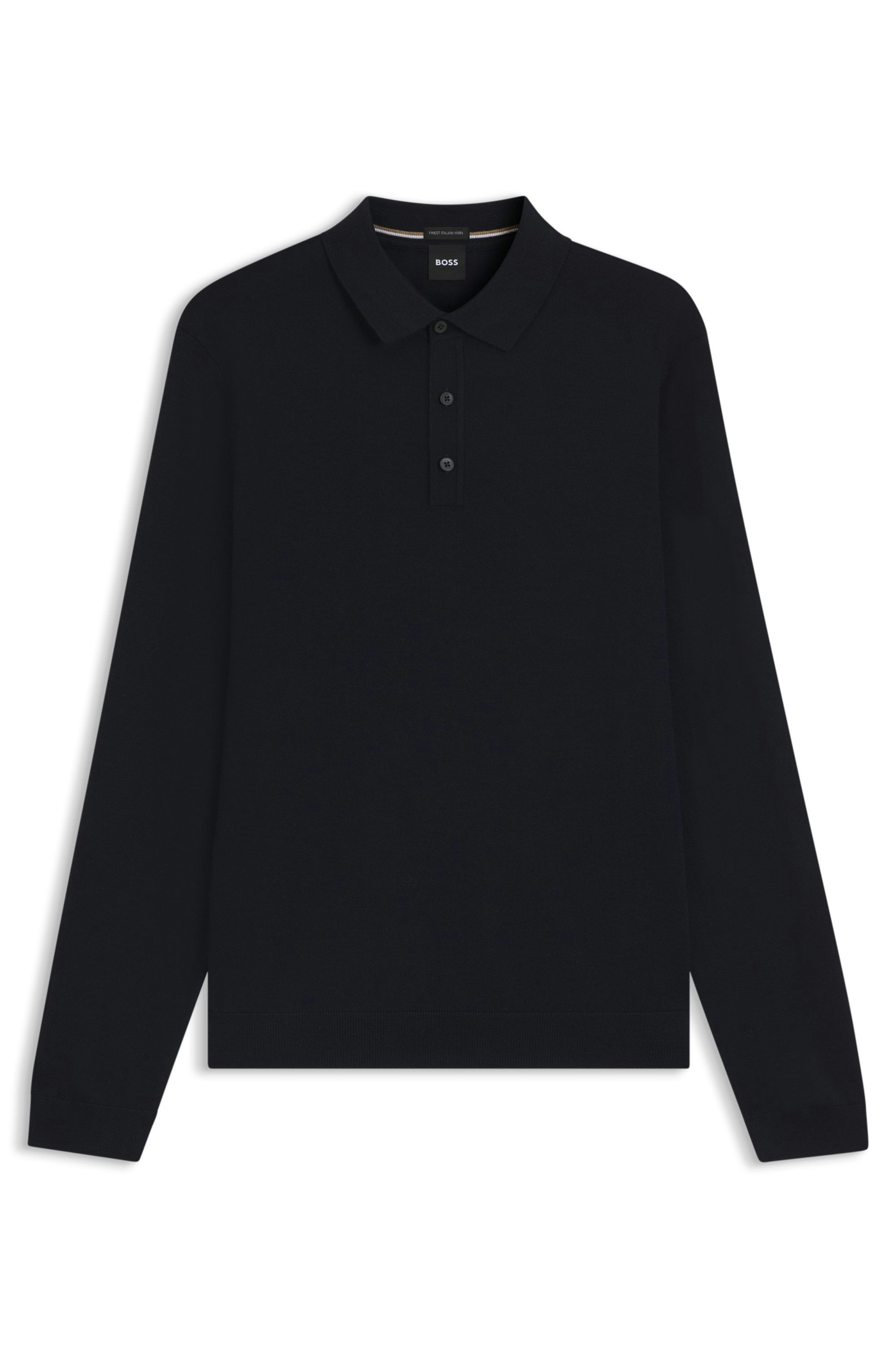 Pletené polotričko s dlouhým rukávem z italské panenské vlny - Dark Blue