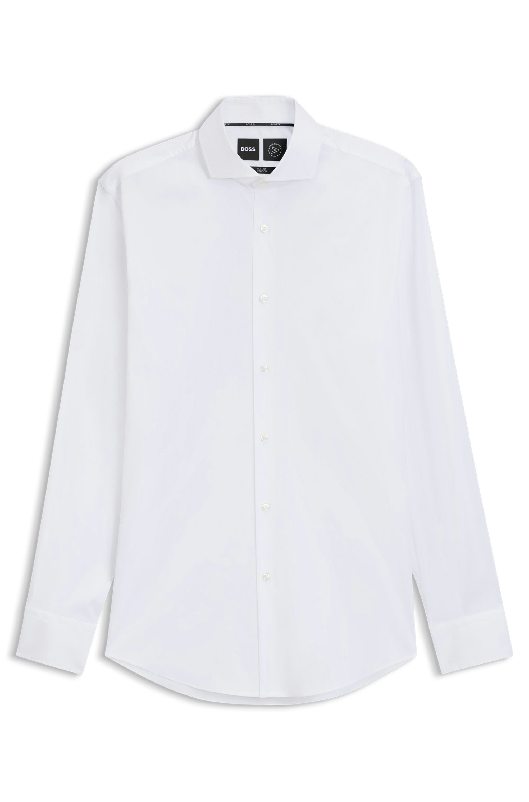 Košile slim fit z popelínu s bavlněnou směsí, která se snadno žehlí - White