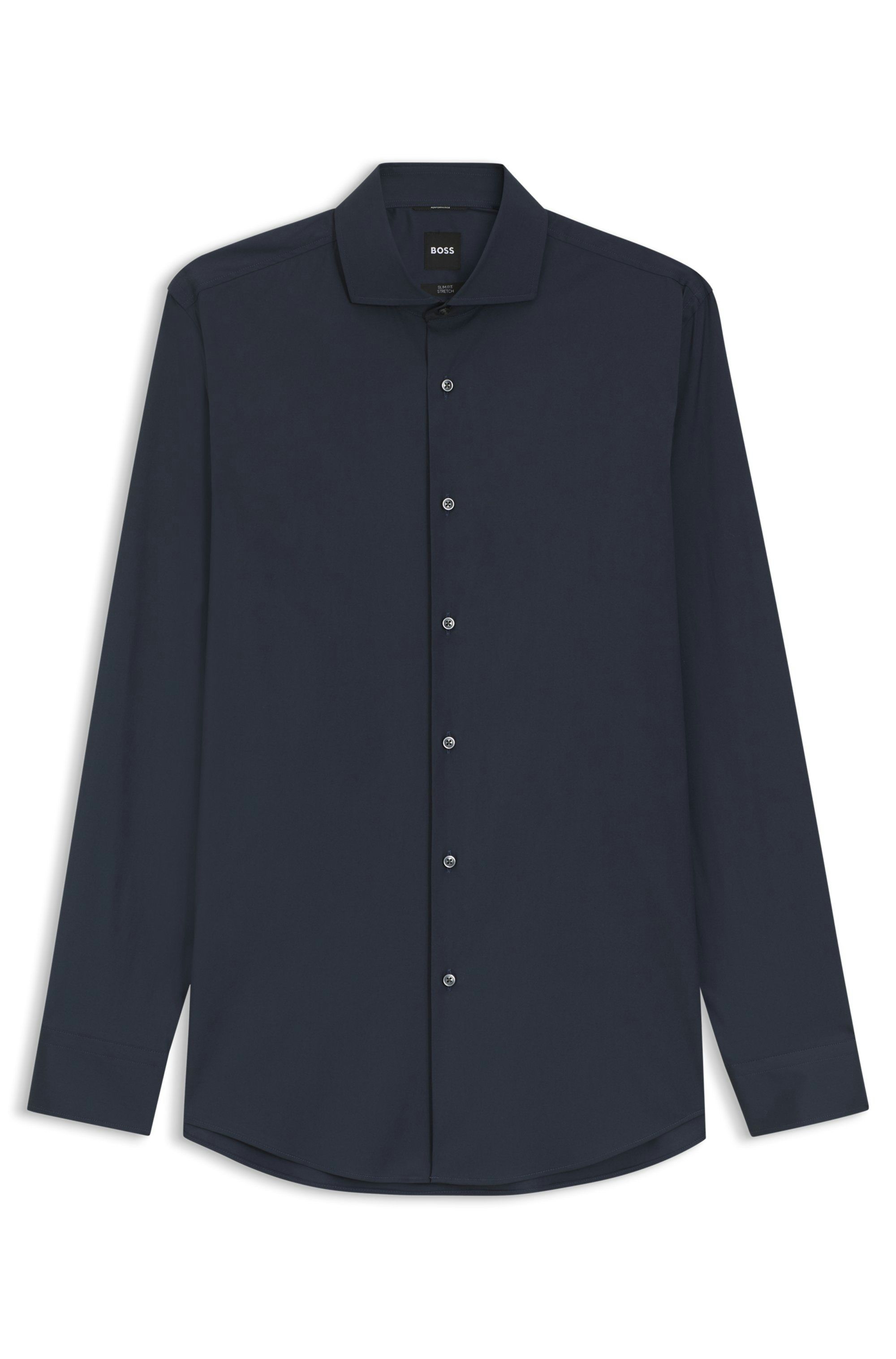 Košile slim fit z popelínu s bavlněnou směsí, která se snadno žehlí - Navy