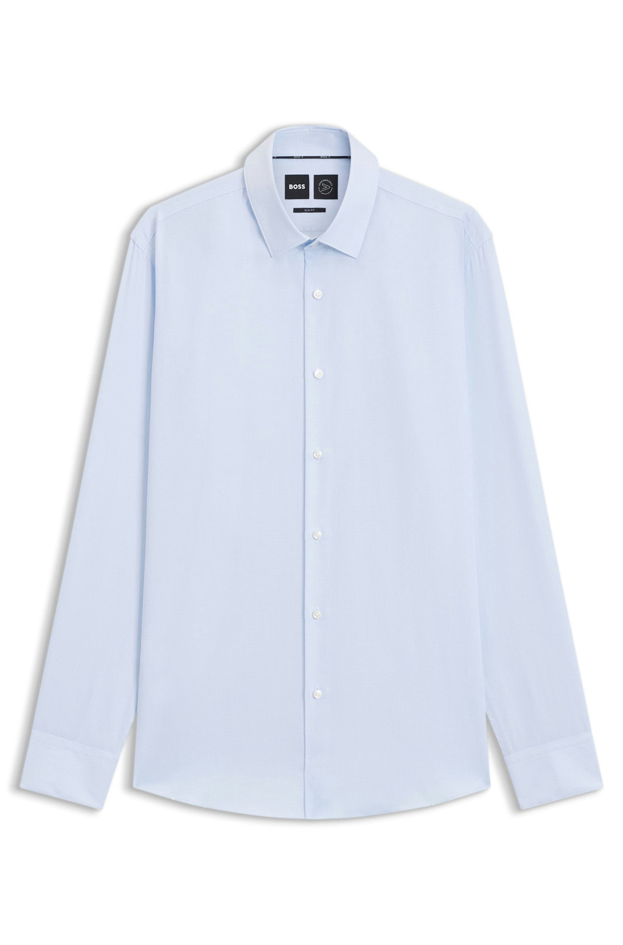 Košile slim fit z vysoce funkční strukturované bavlny - Light/Pastel Blue