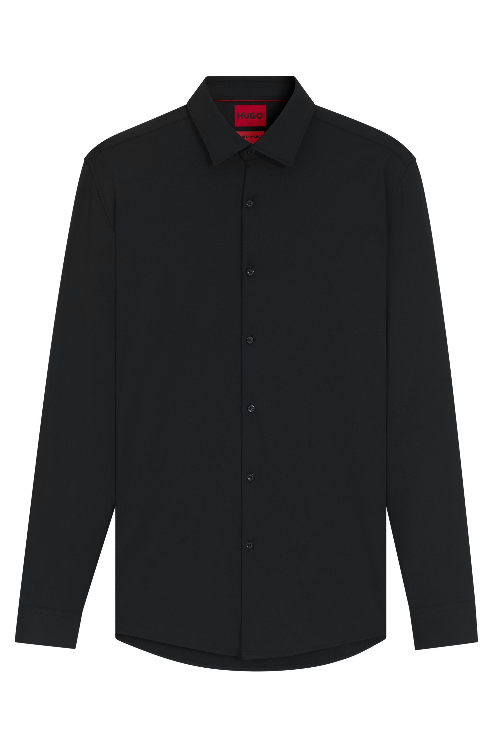 Tričko slim fit z funkčního strečového žerzeje - Black