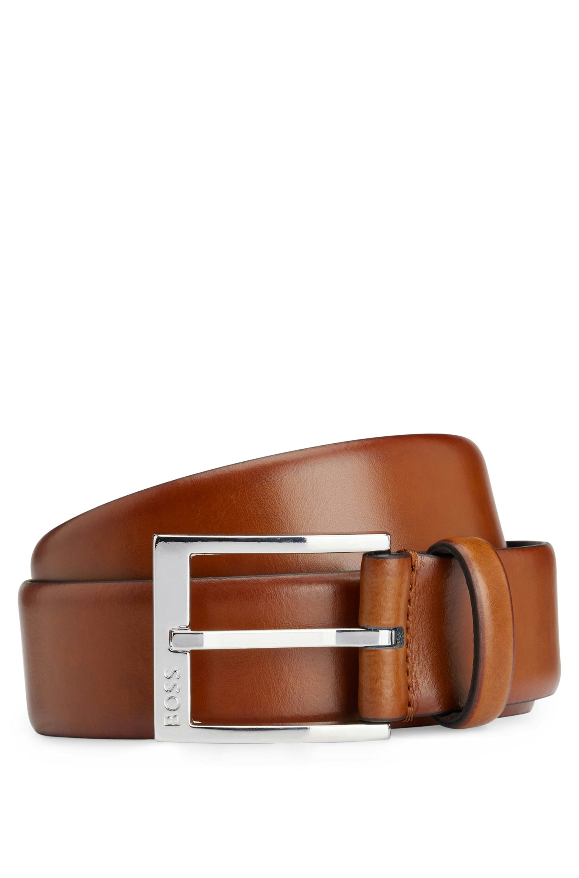 Italský opasek se značkovou sponou - Medium Brown