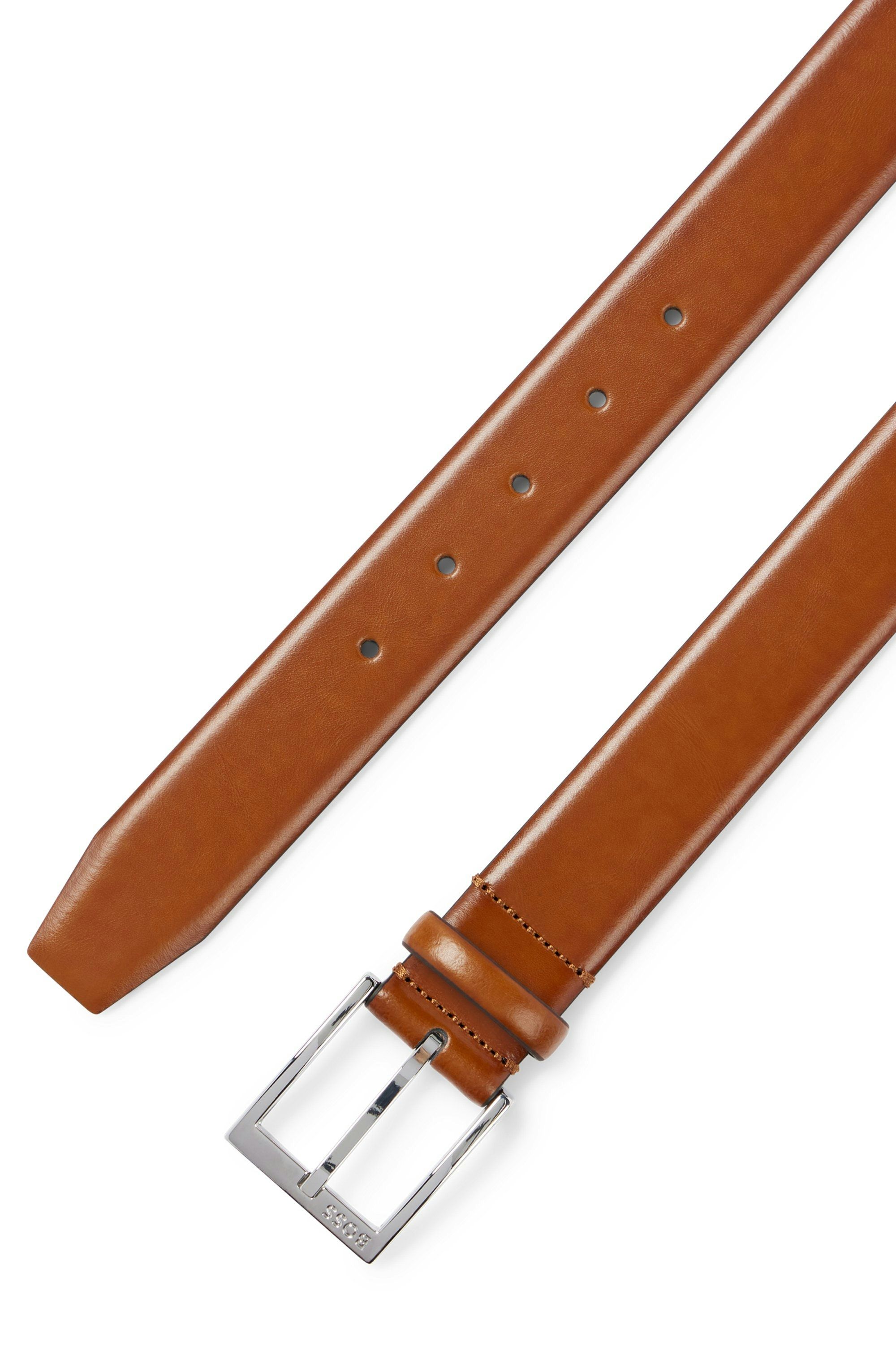 Italský opasek se značkovou sponou - Medium Brown