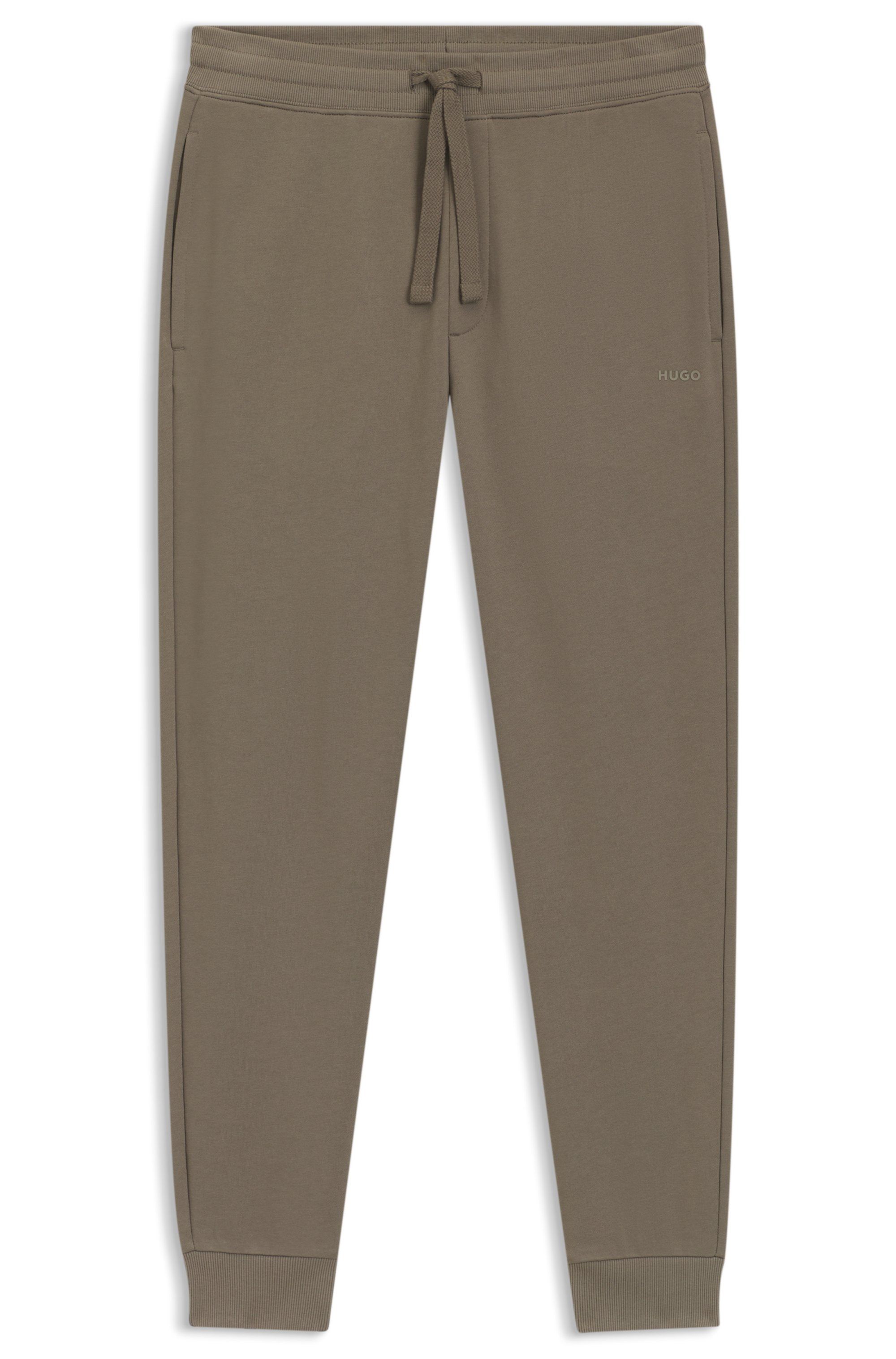 Teplákové kalhoty s manžetami z bavlněného froté s potiskem loga - Medium Grey