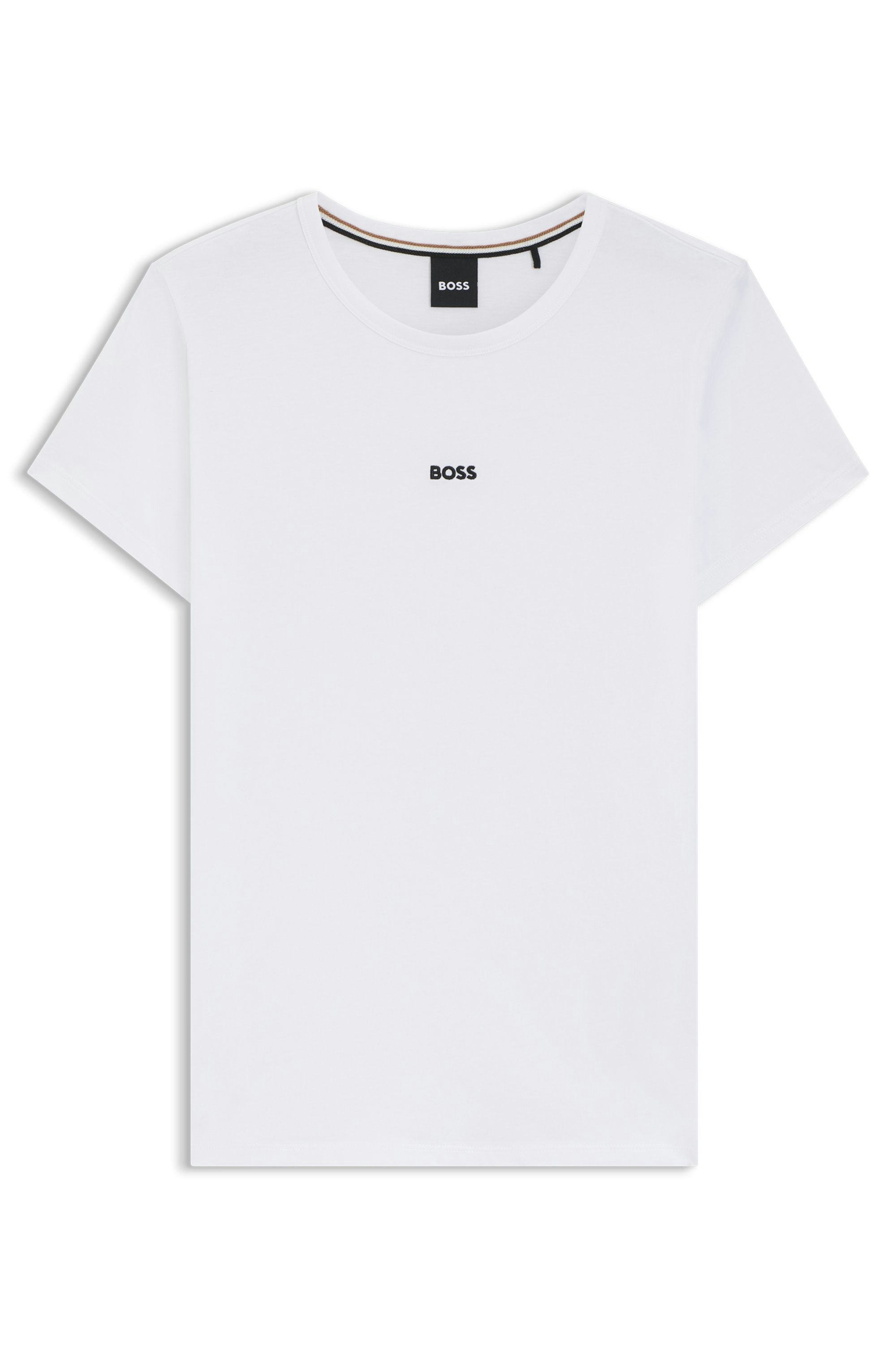 Tričko slim fit z organické bavlny s kontrastním logem - White