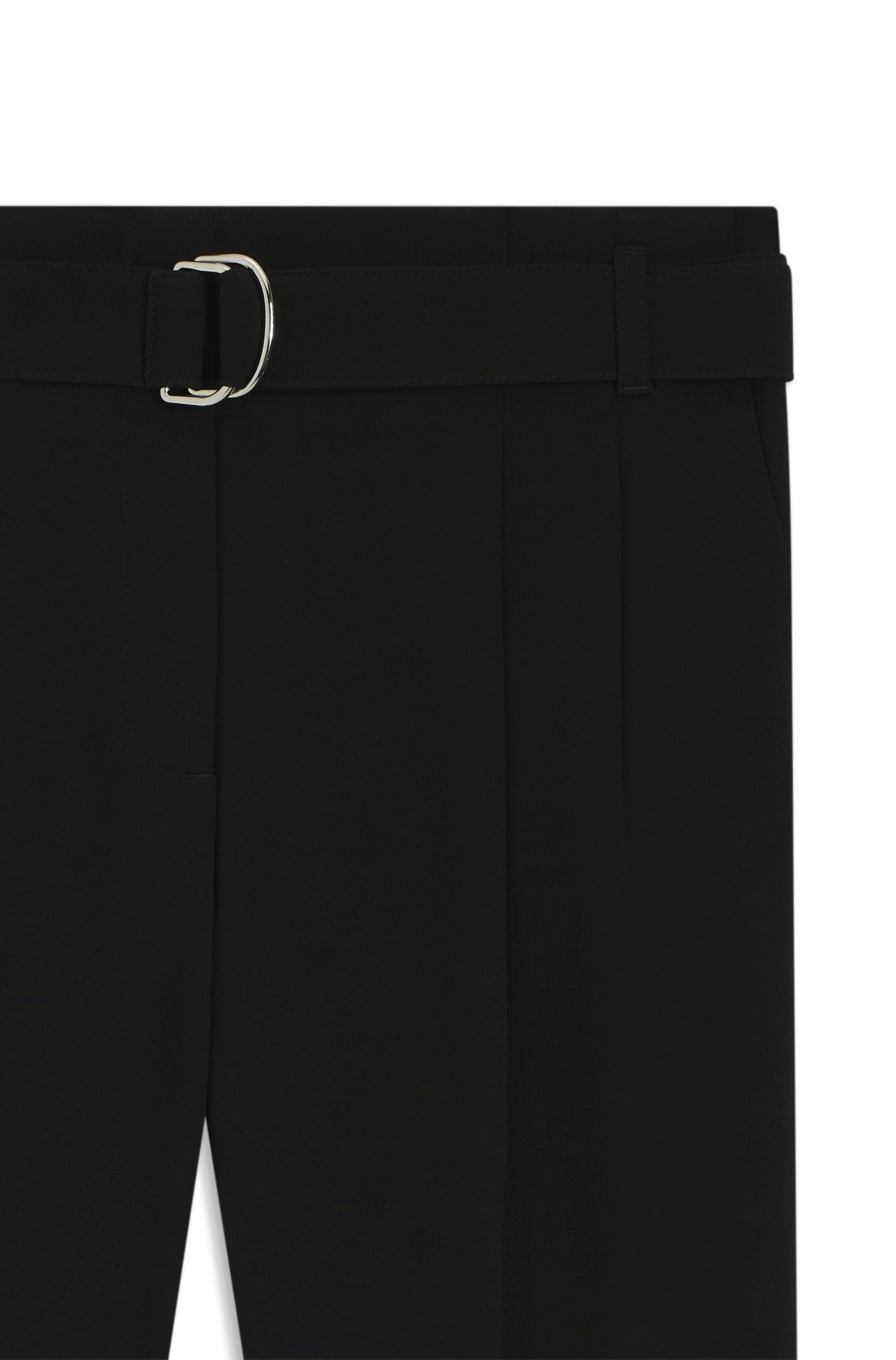 Zkrácené kalhoty regular střihu z nemačkavého krepu - Black