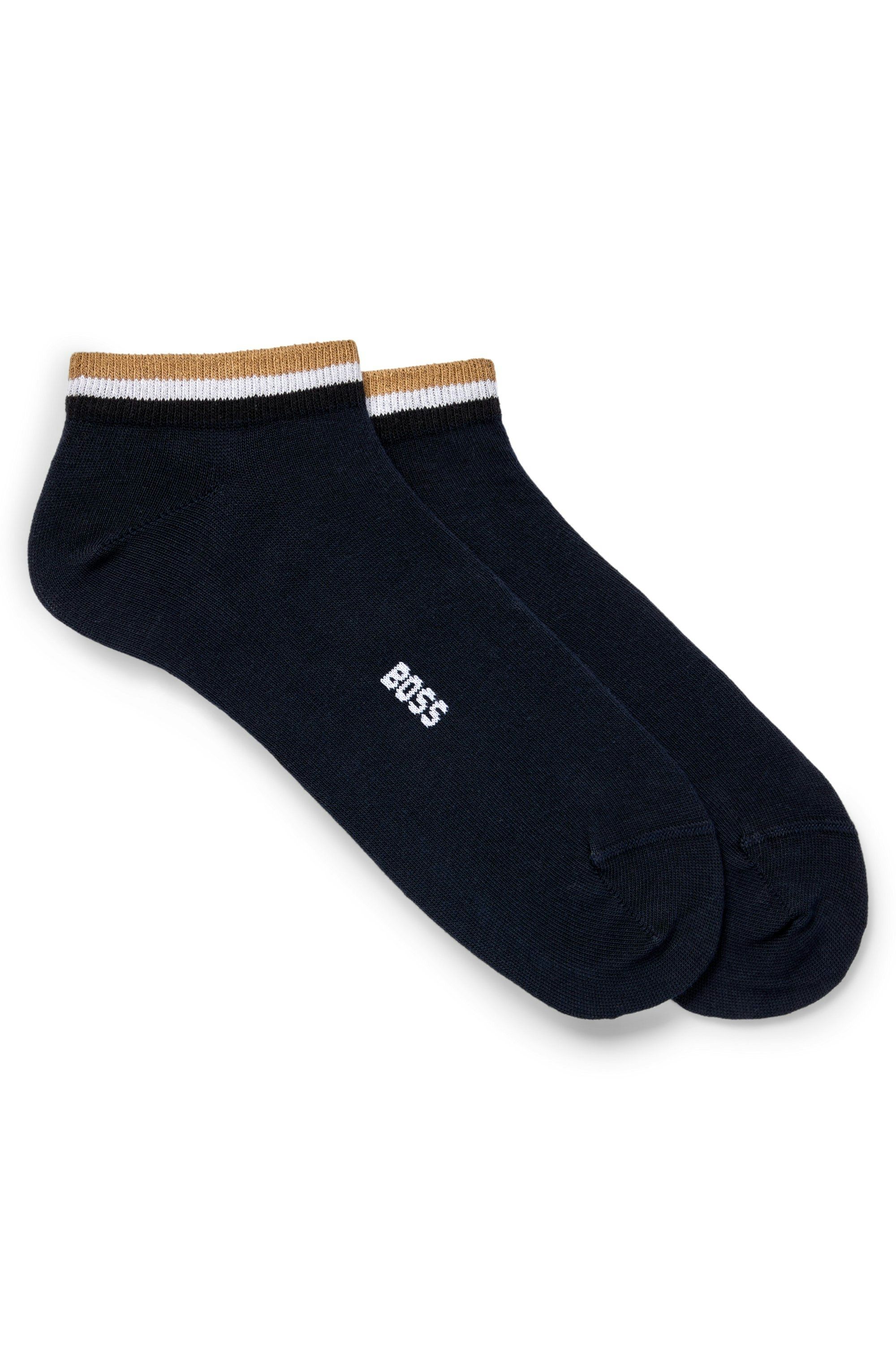Dvojbalení kotníkových ponožek s charakteristickým pruhovanými manžetami - Dark Blue