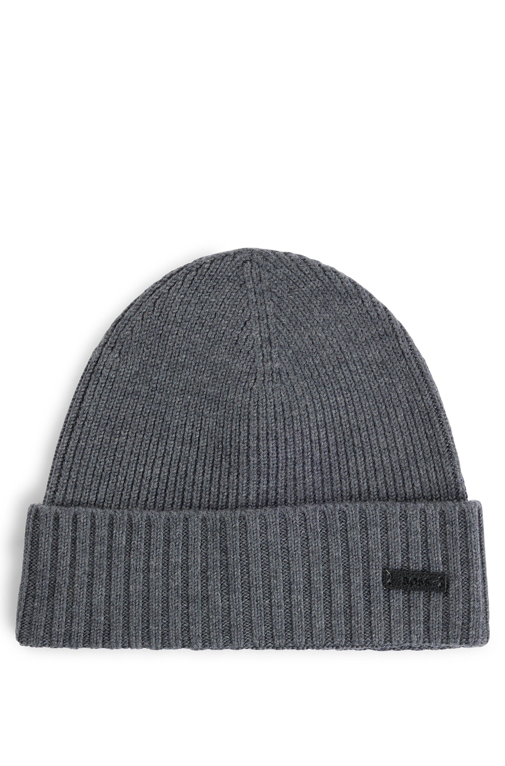 Čepice beanie z panenské vlny s logem - Medium Grey