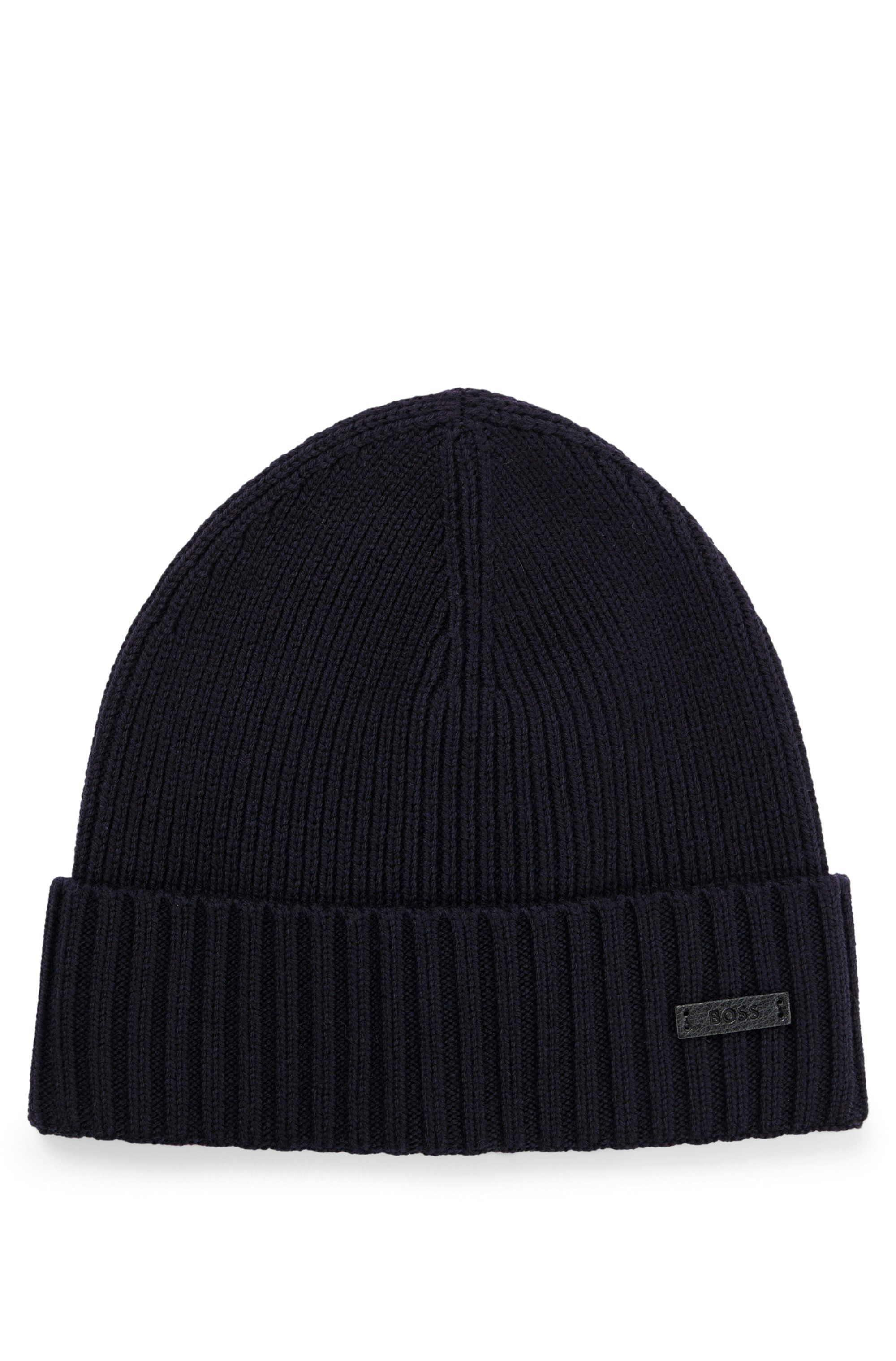 Čepice beanie z panenské vlny s logem - Dark Blue