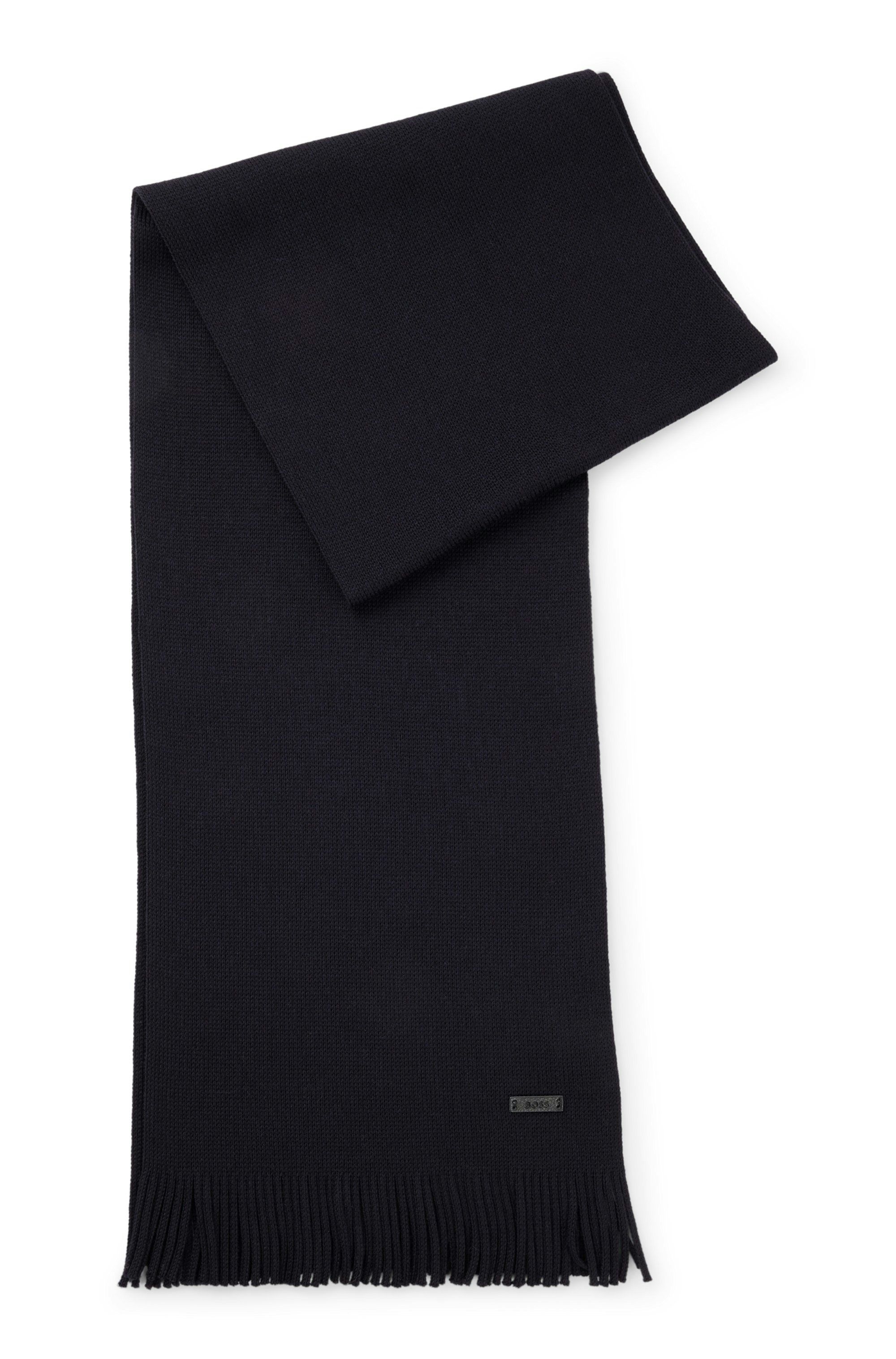 Rašlová pletena šála z panenské vlny - Dark Blue