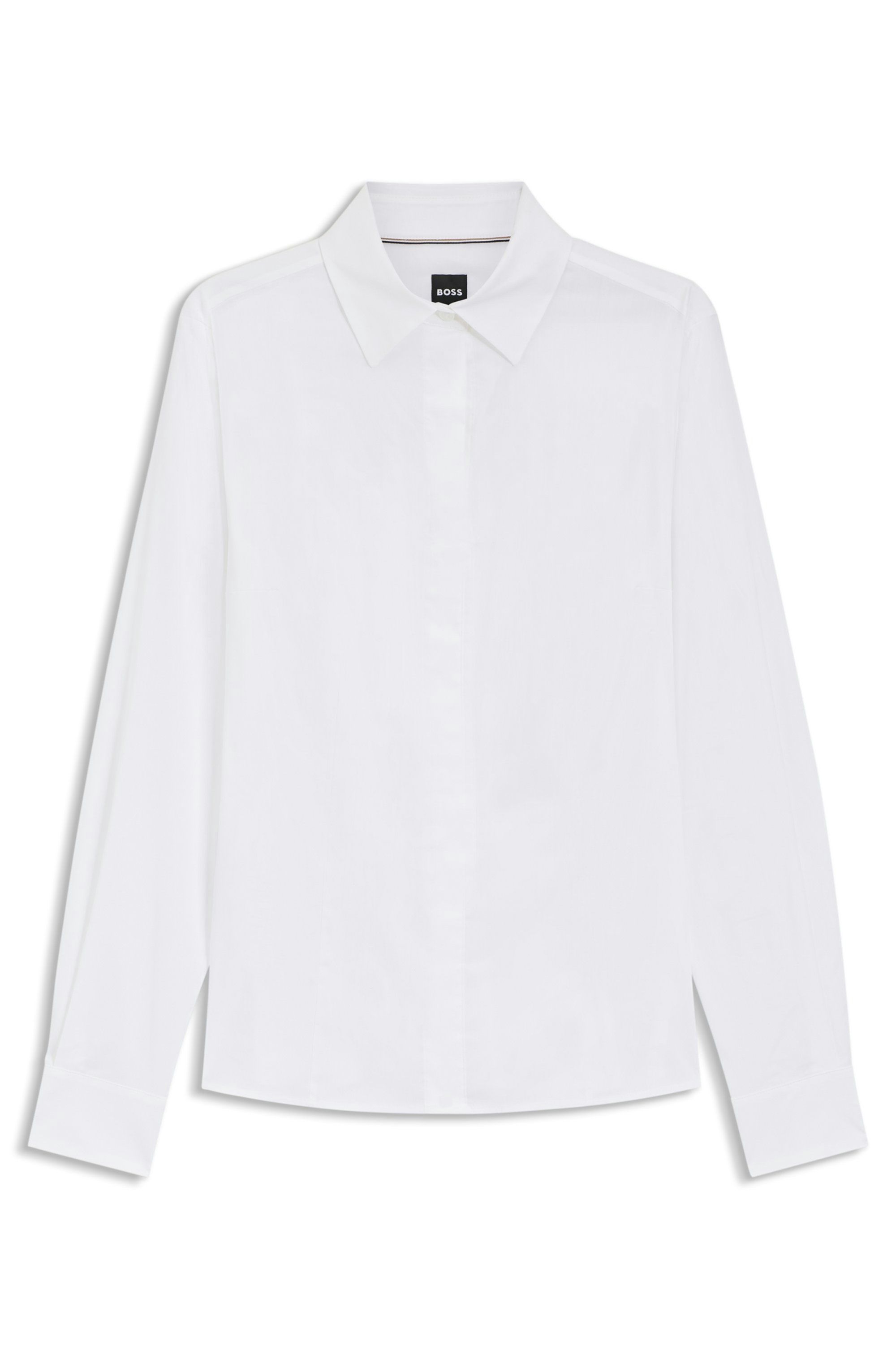 Halenka slim fit z bavlněné směsi - White