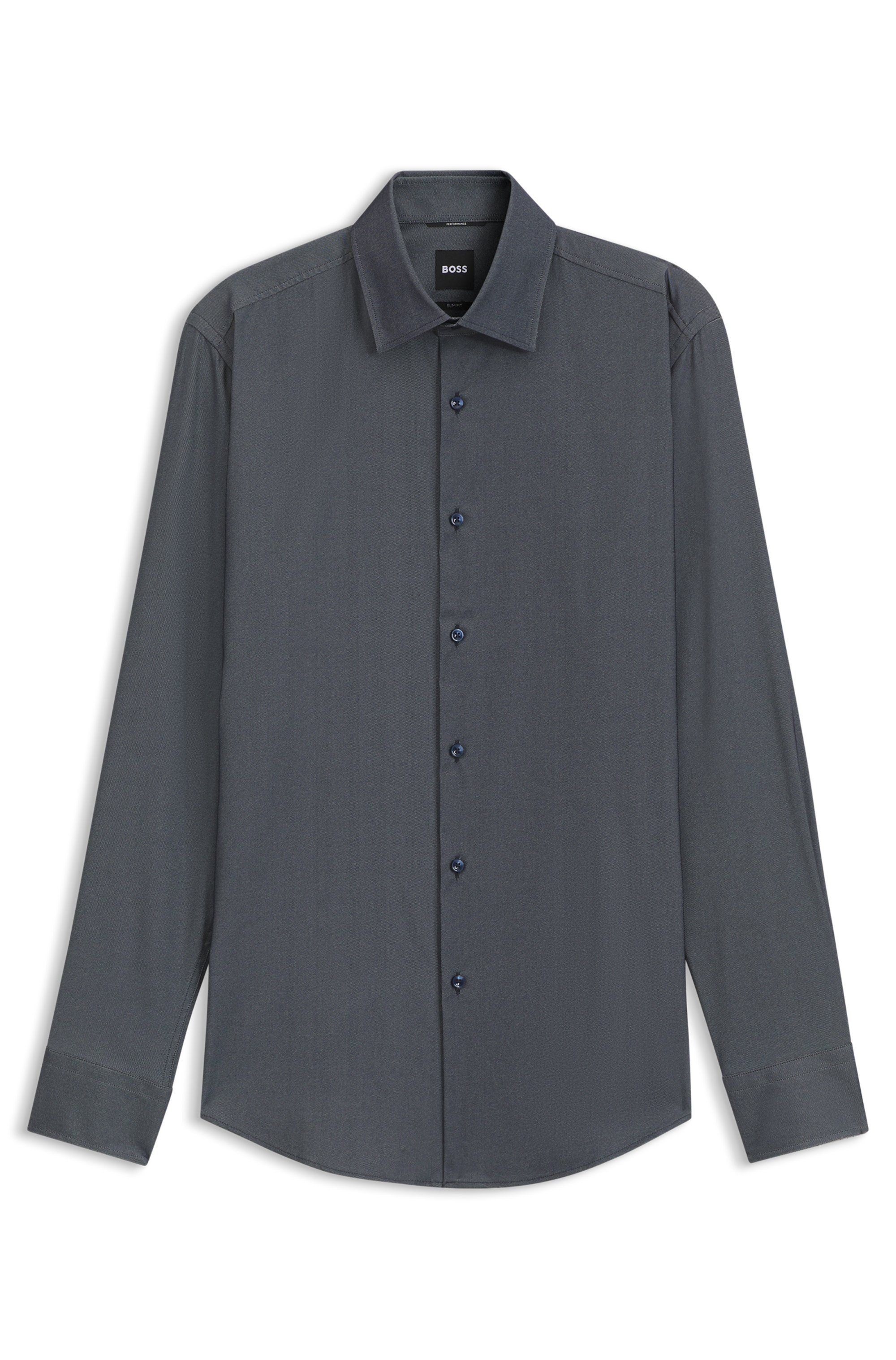 Košile slim fit z funkčního strečového kepru - Dark Blue