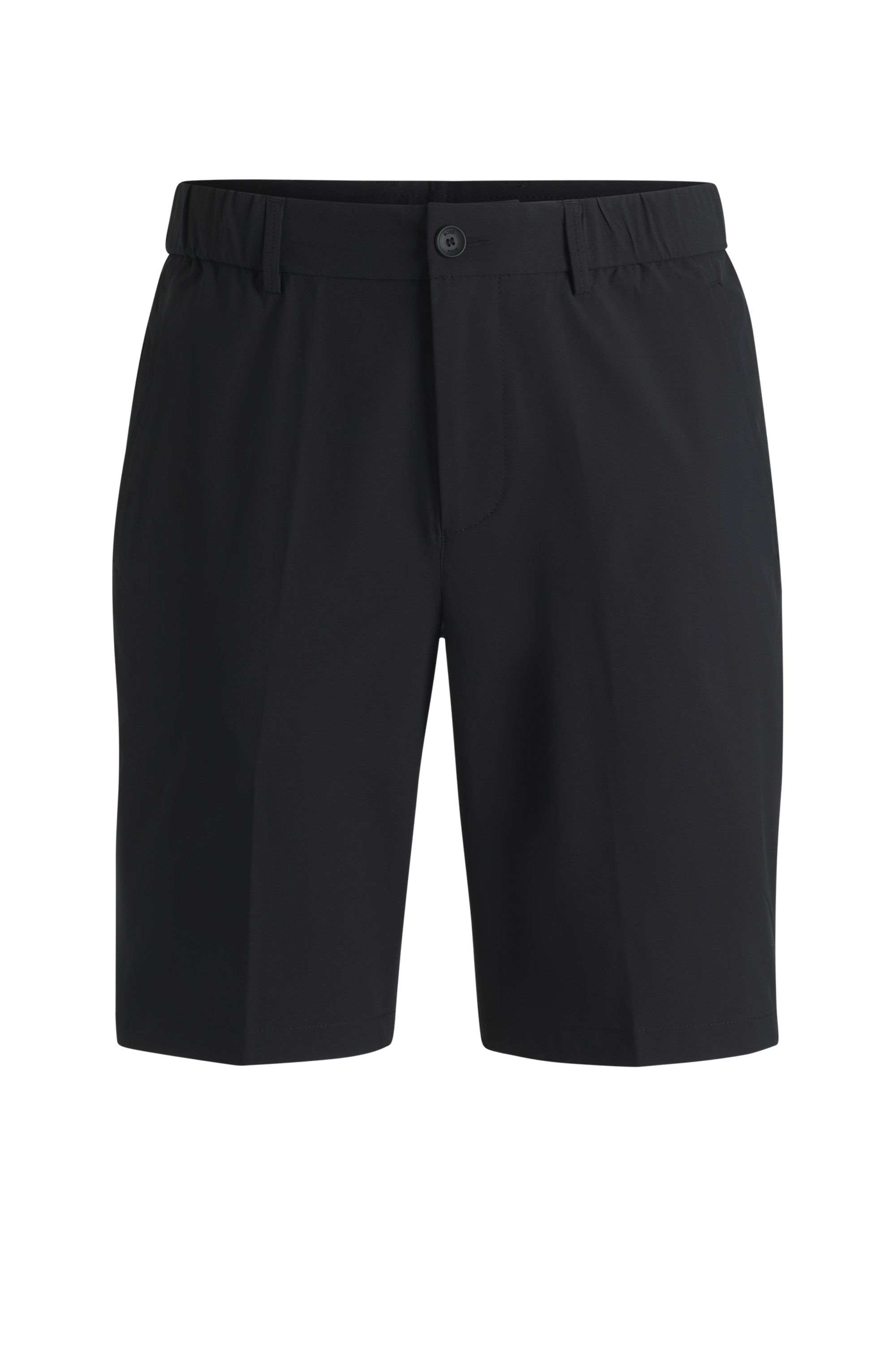 Šortky slim fit z technického strečového popelínu - Black