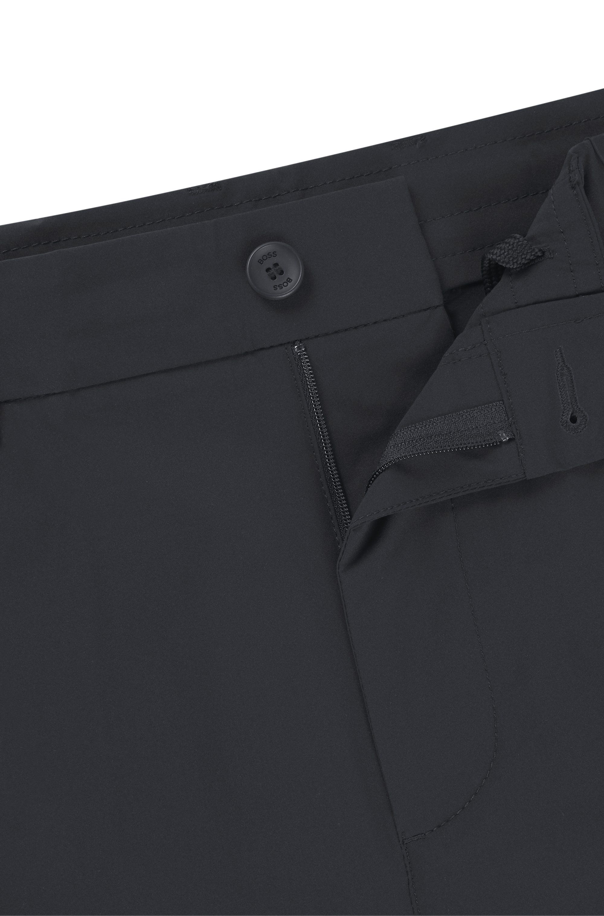 Šortky slim fit z technického strečového popelínu - Black