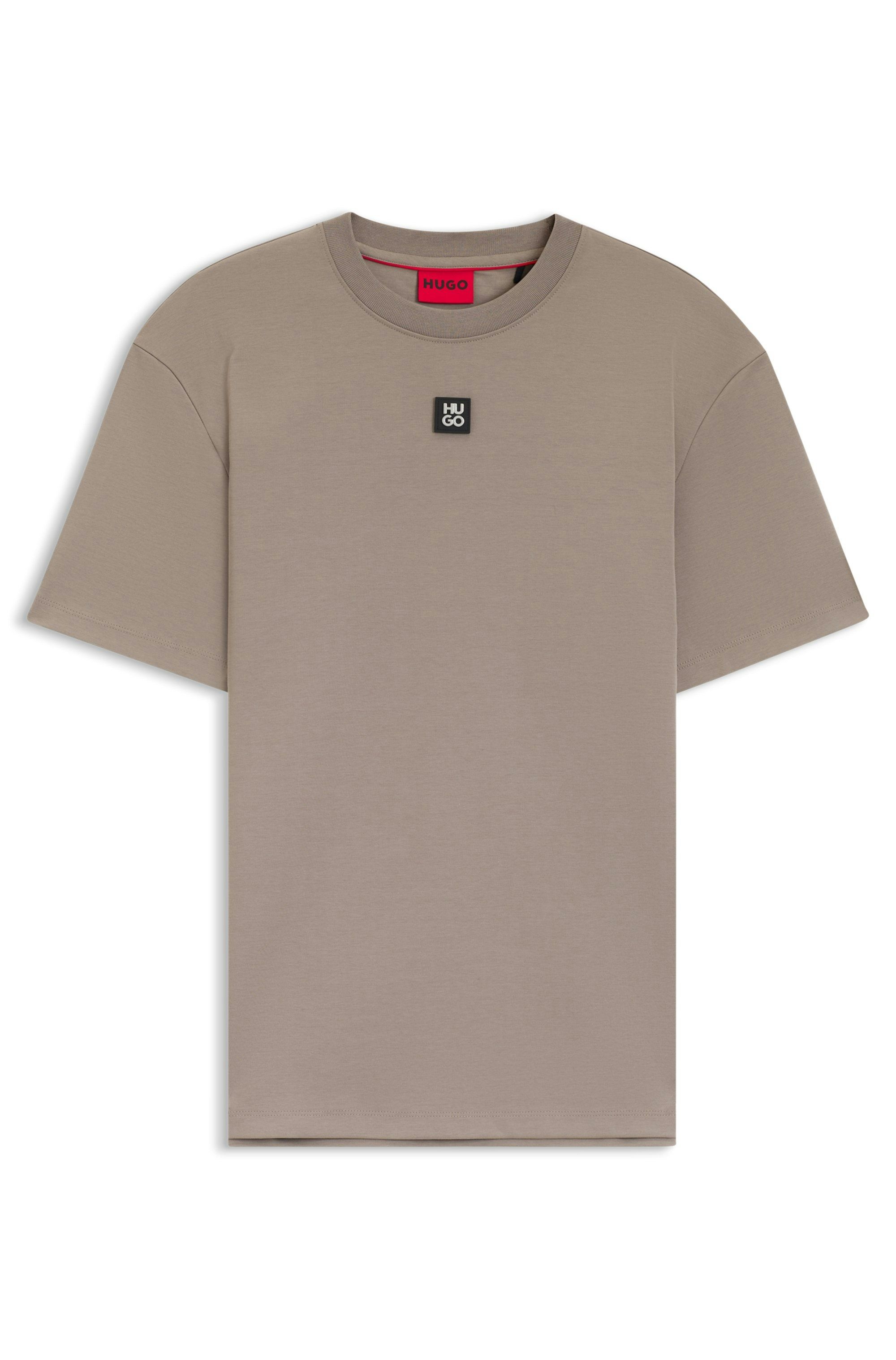 Tričko z interlockové bavlny s metalickým logem - Light/Pastel Brown