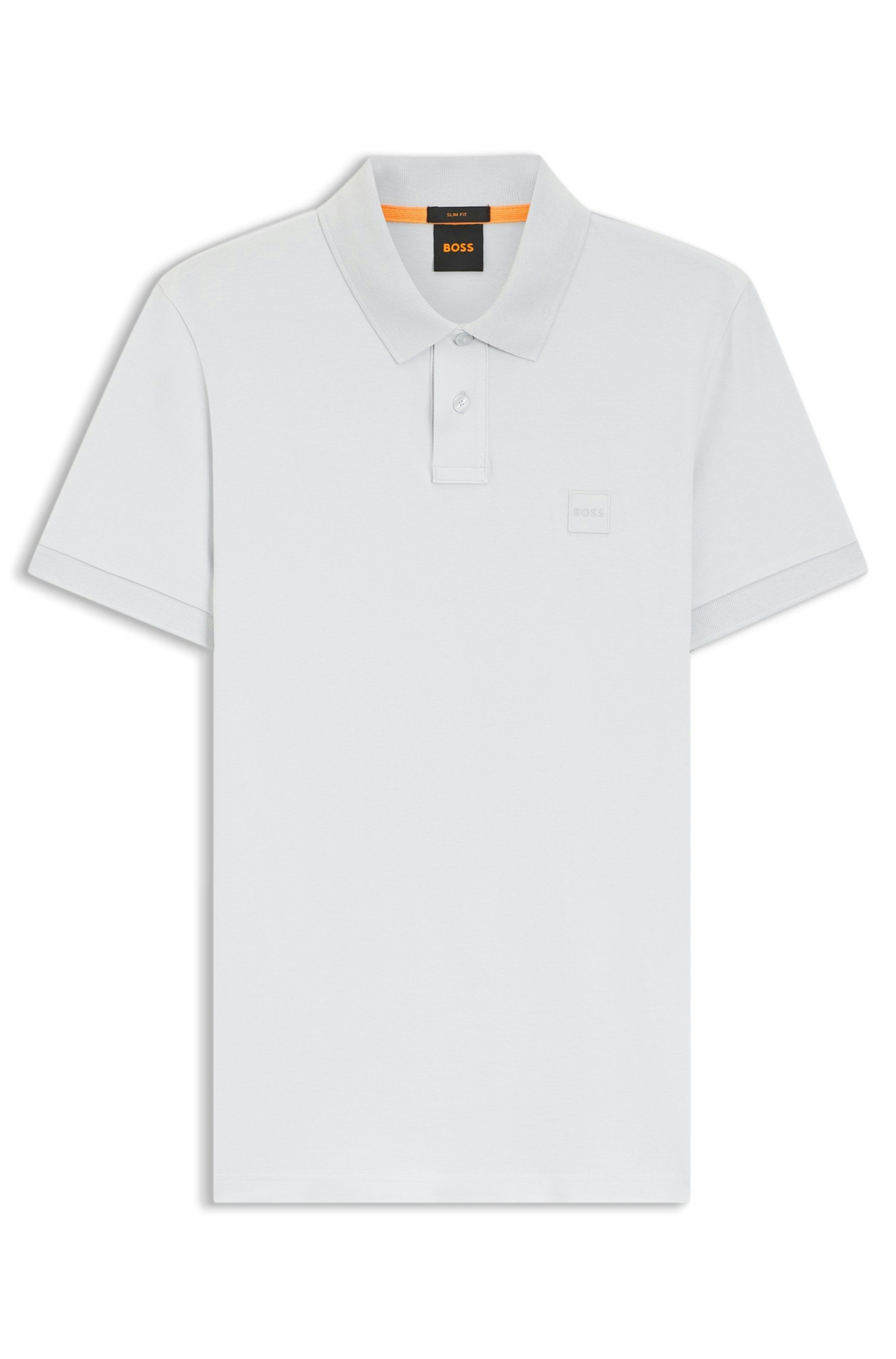 Polotričko slim fit ze strečové  bavlny s nášivkou s logem - Light/Pastel Grey