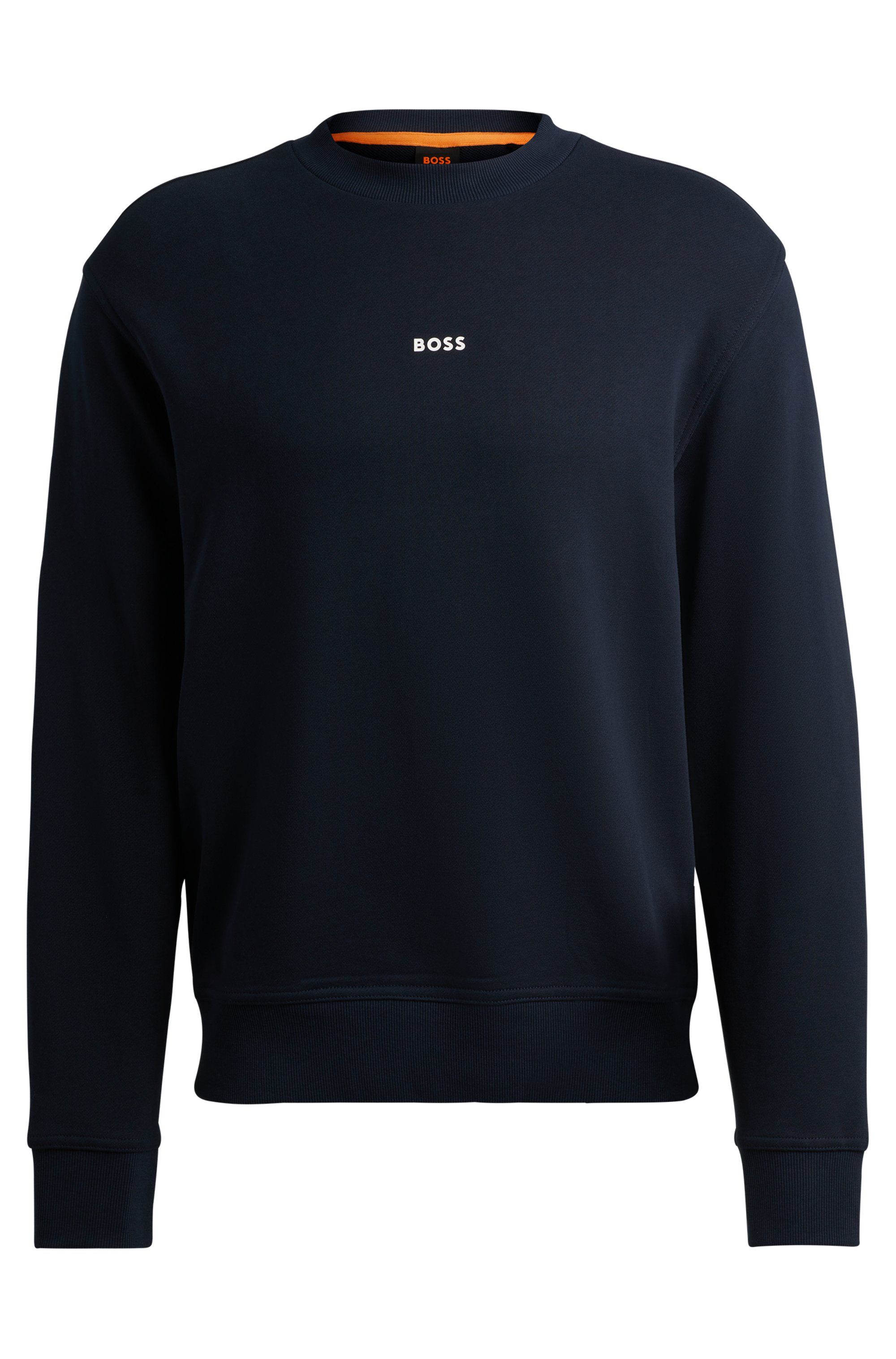 Mikina volného střihu z bavlněného froté s kontrastním logem - Dark Blue