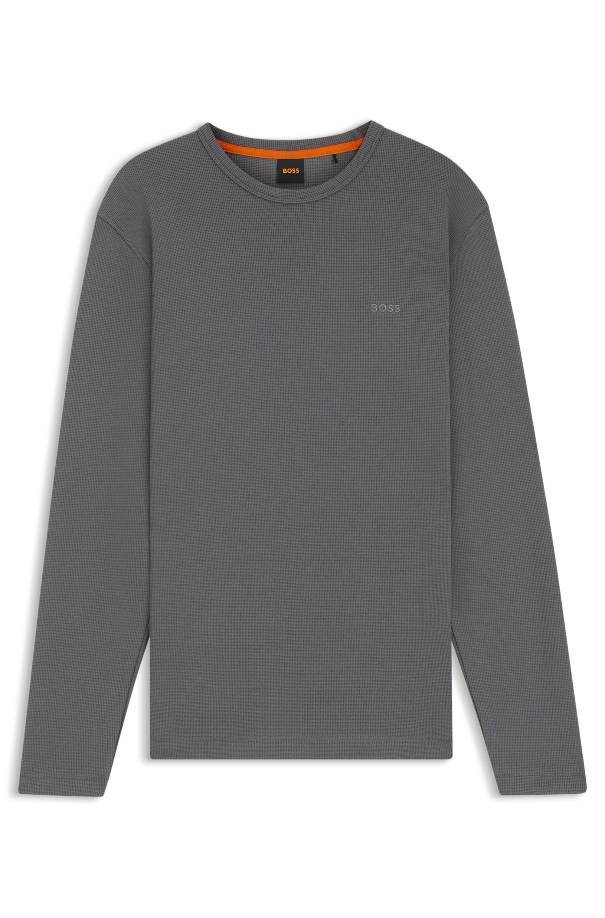 Tričko z bavlněné směsi s vaflovou strukturou - Open Grey