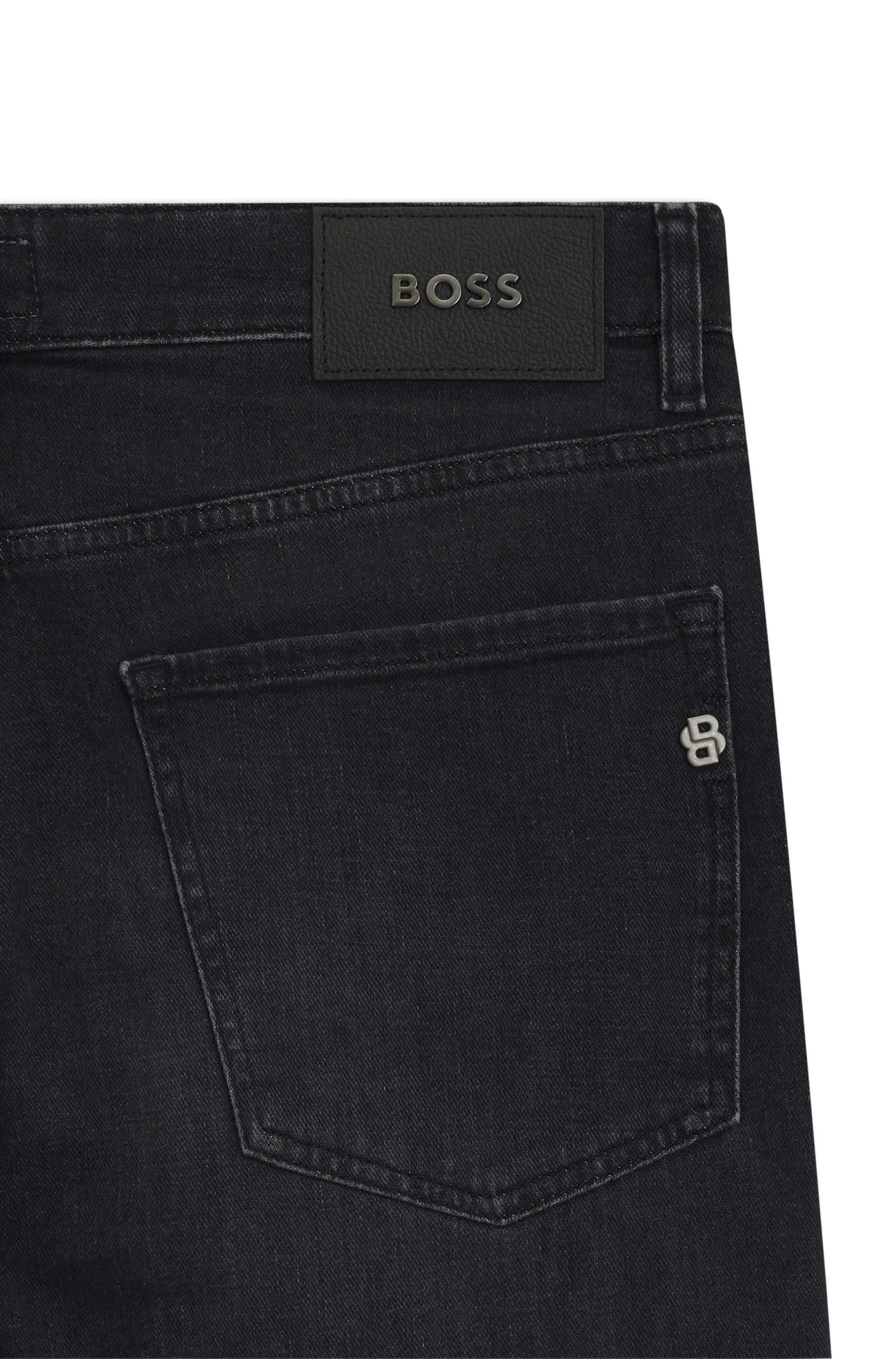 Džíny Maine regular fit z super měkkého černého italského denimu - Charcoal