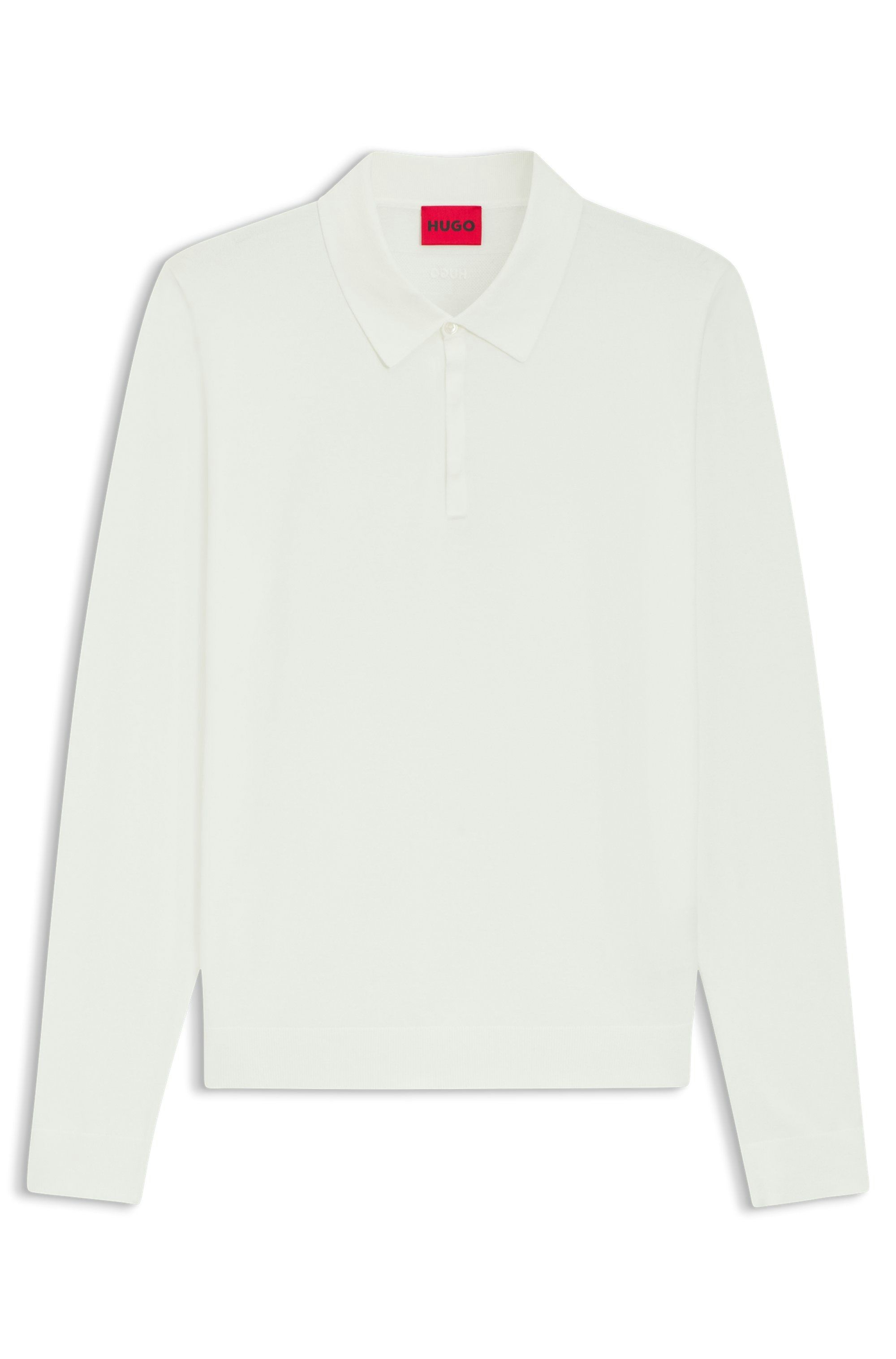 Pletené polo slim fit s logem na zadech - Natural