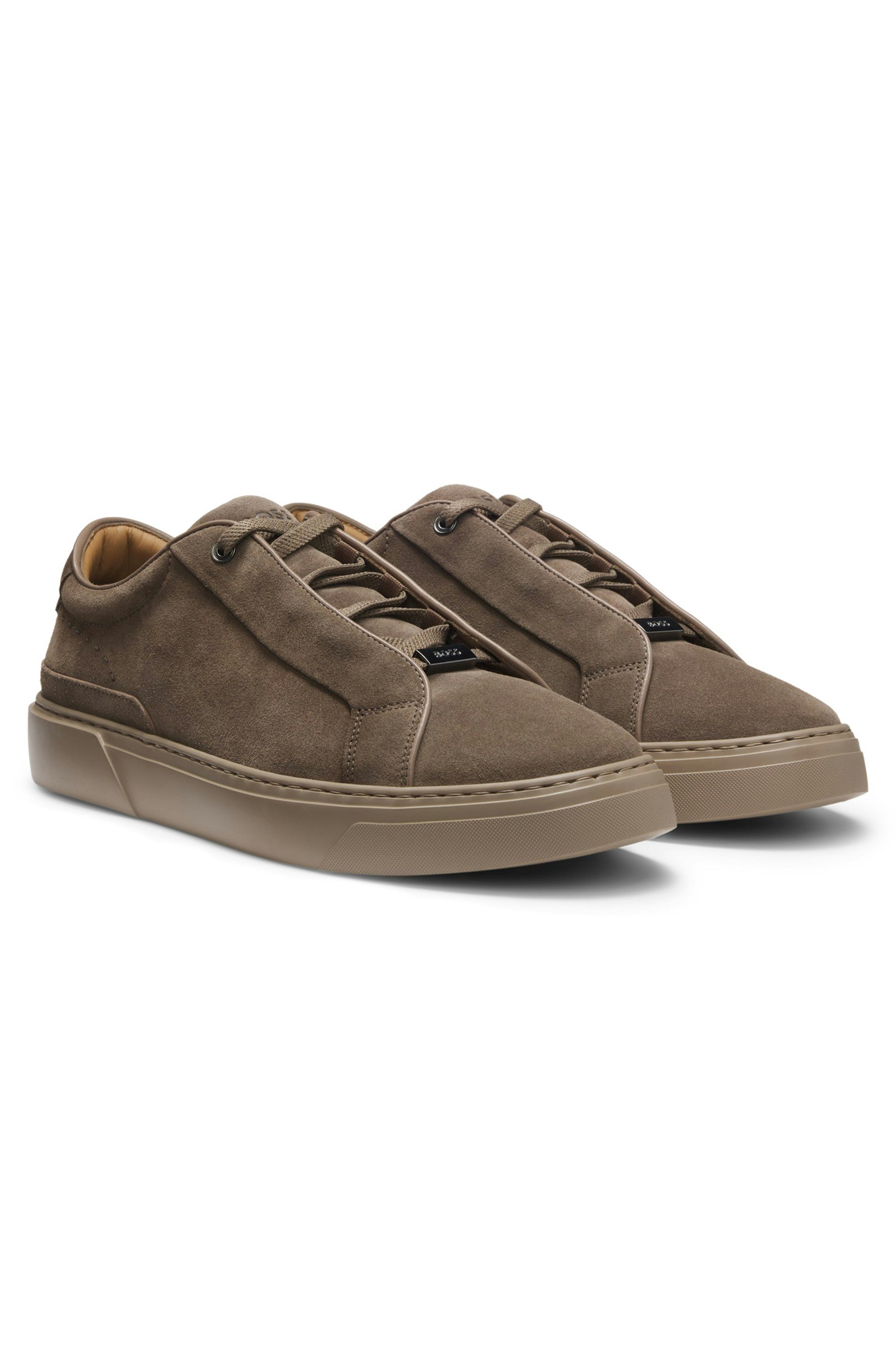 Semišové tenisky Gary s elastickým šněrováním - Dark Beige