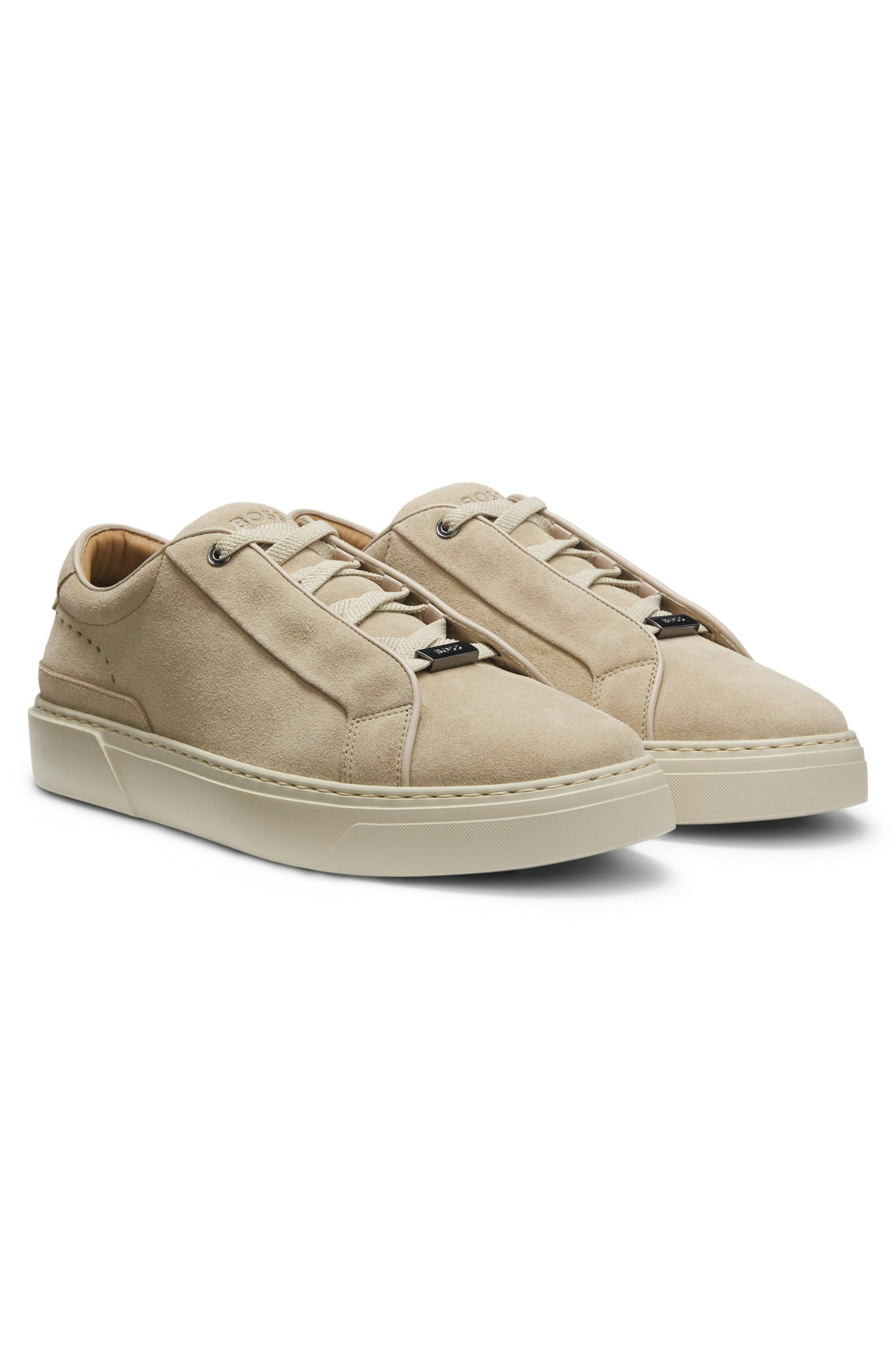 Semišové tenisky Gary s elastickým šněrováním - Medium Beige