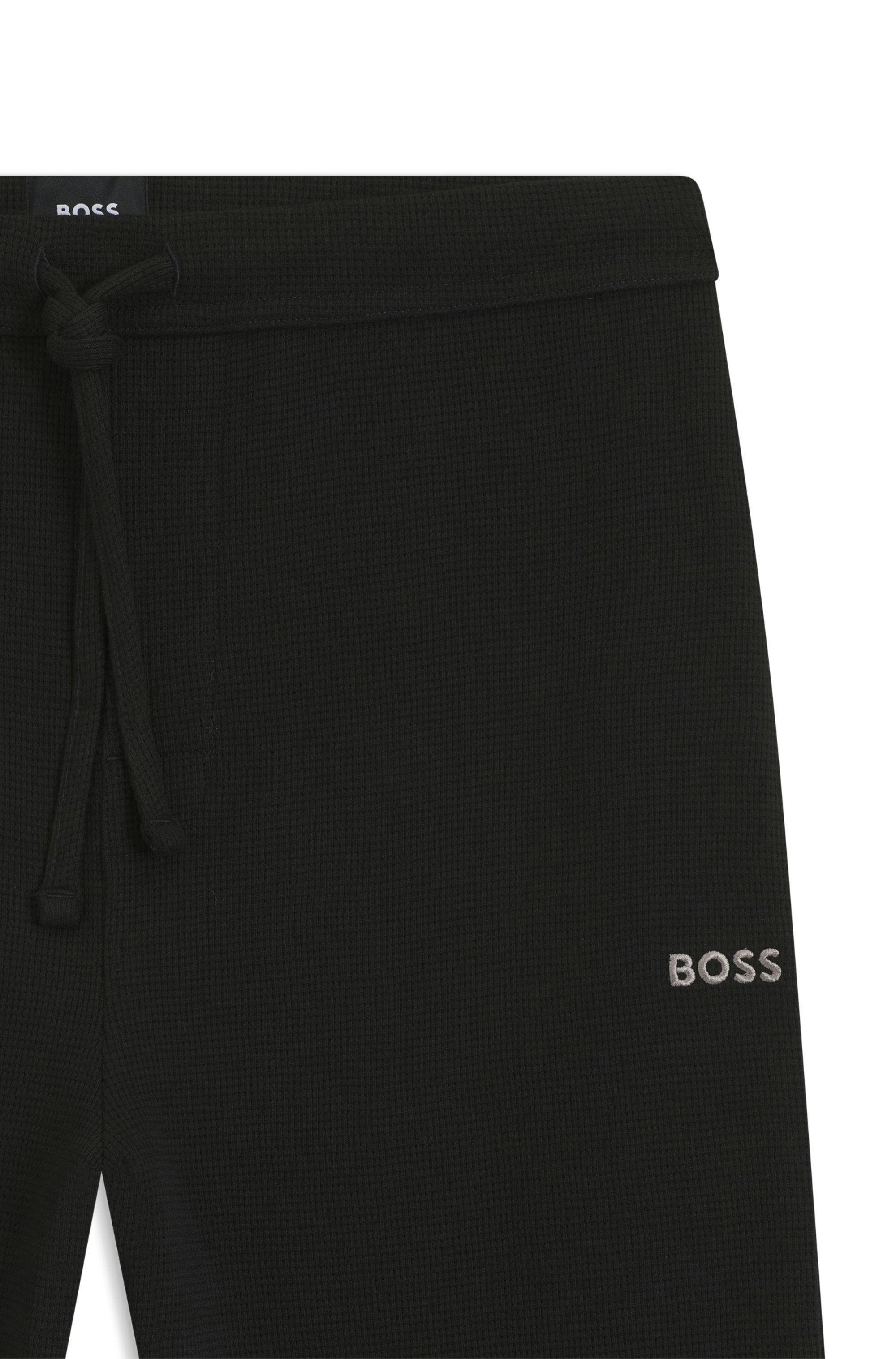 Pyžamové kalhoty z bavlněné směsi s vyšívaným logem - Black