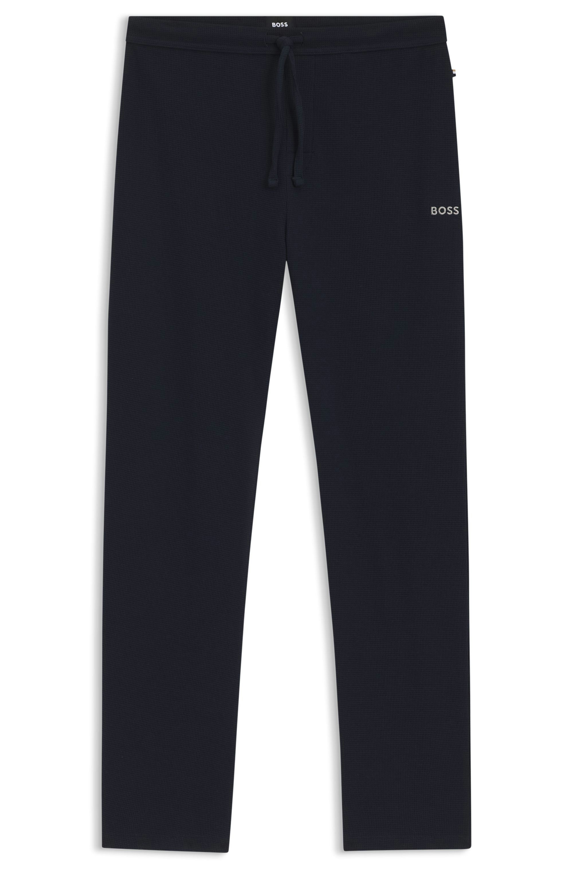 Pyžamové kalhoty z bavlněné směsi s vyšívaným logem - Dark Blue