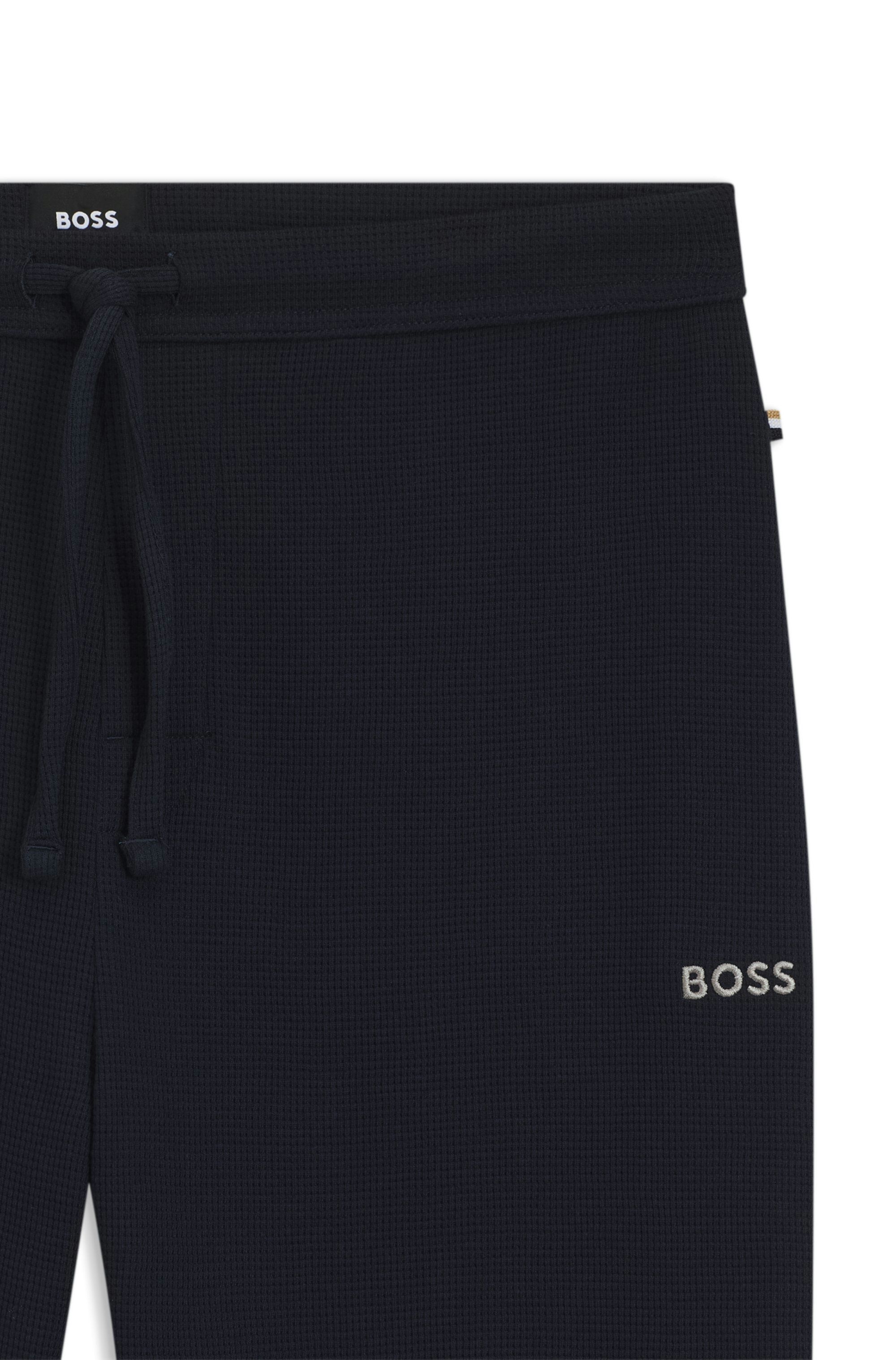 Pyžamové kalhoty z bavlněné směsi s vyšívaným logem - Dark Blue