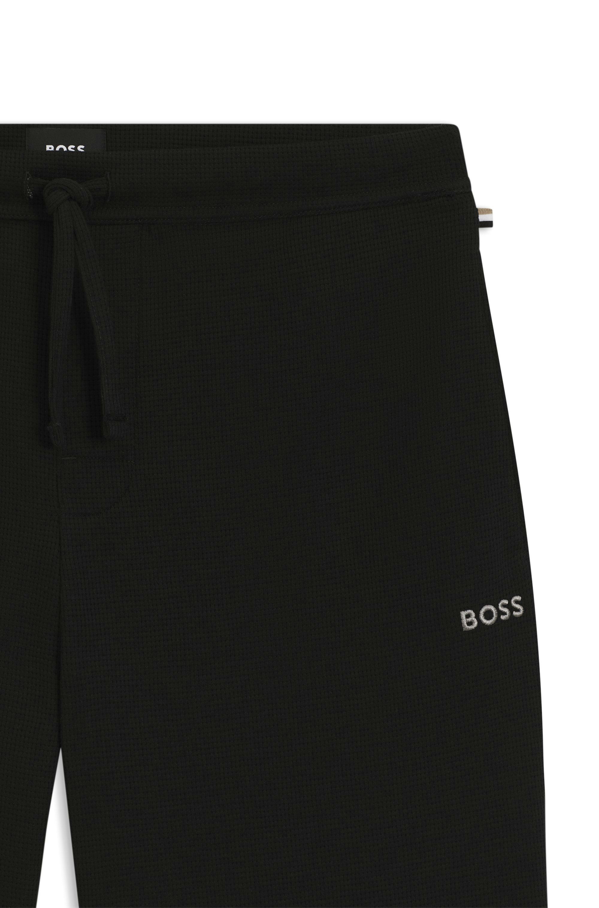 Pyžamové šortky z bavlněné směsi s vyšívaným logem - Black
