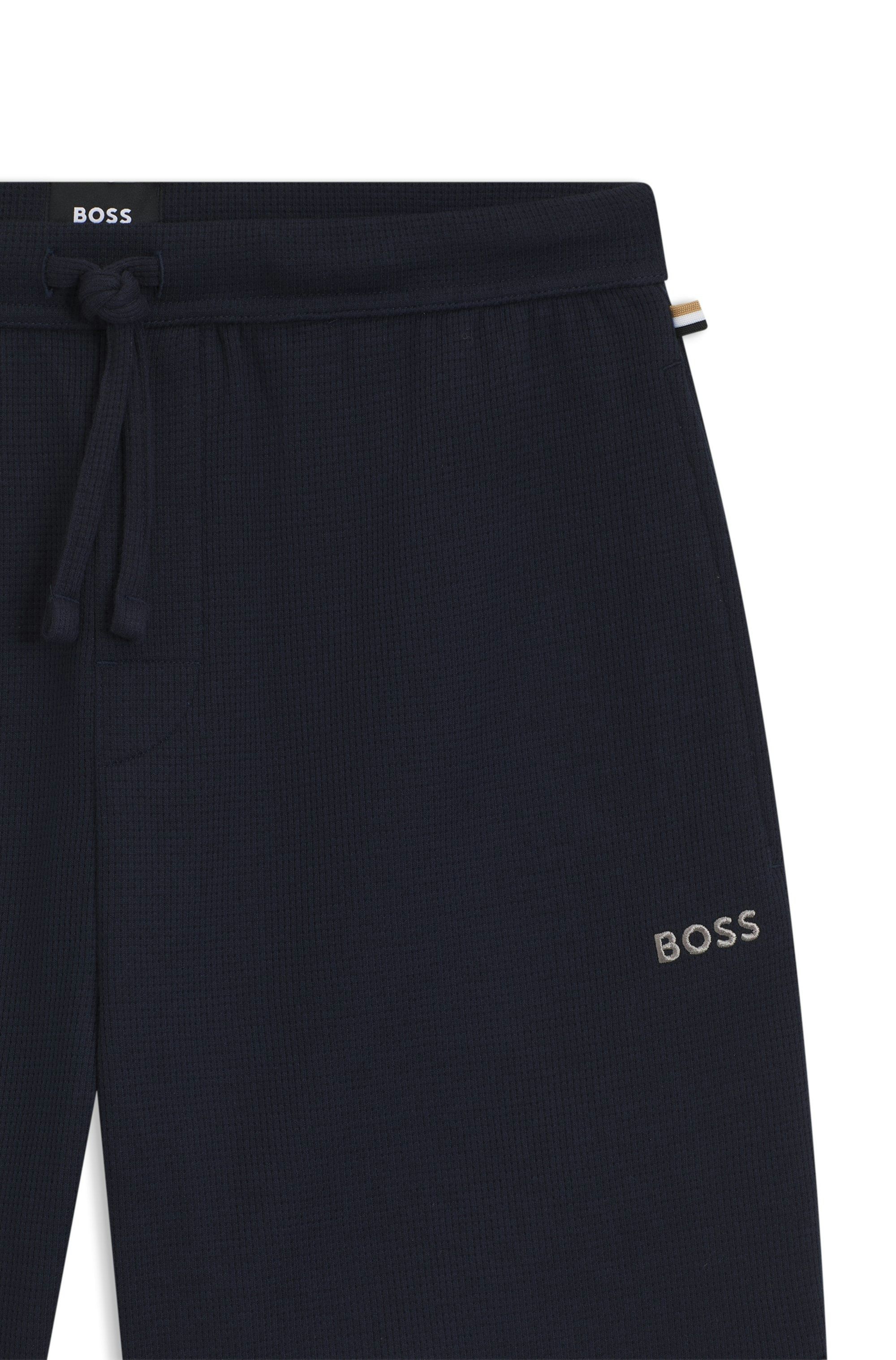 Pyžamové šortky z bavlněné směsi s vyšívaným logem - Dark Blue