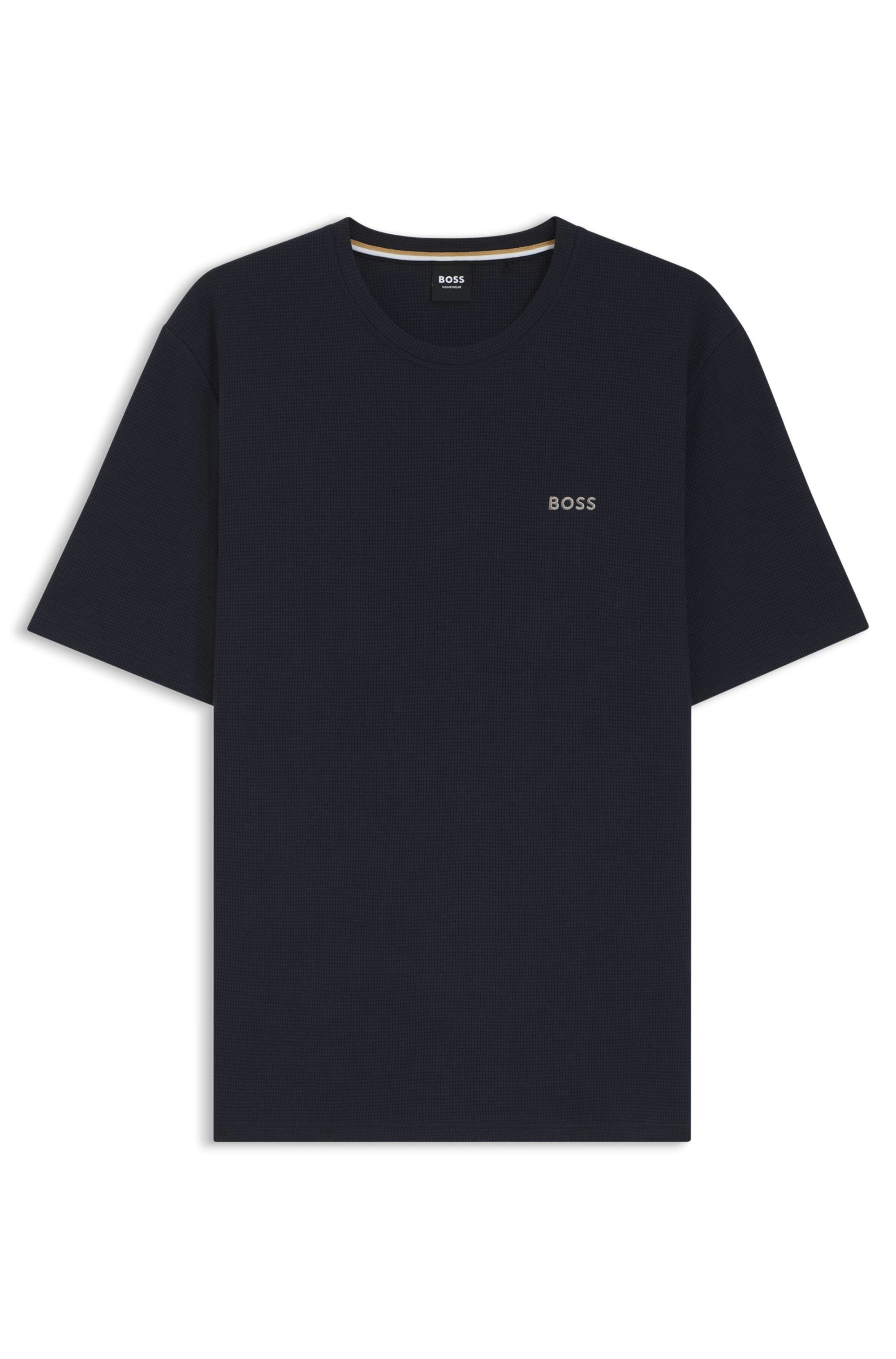 Pyžamové tričko z bavlněné směsi s vyšívaným logem - Dark Blue
