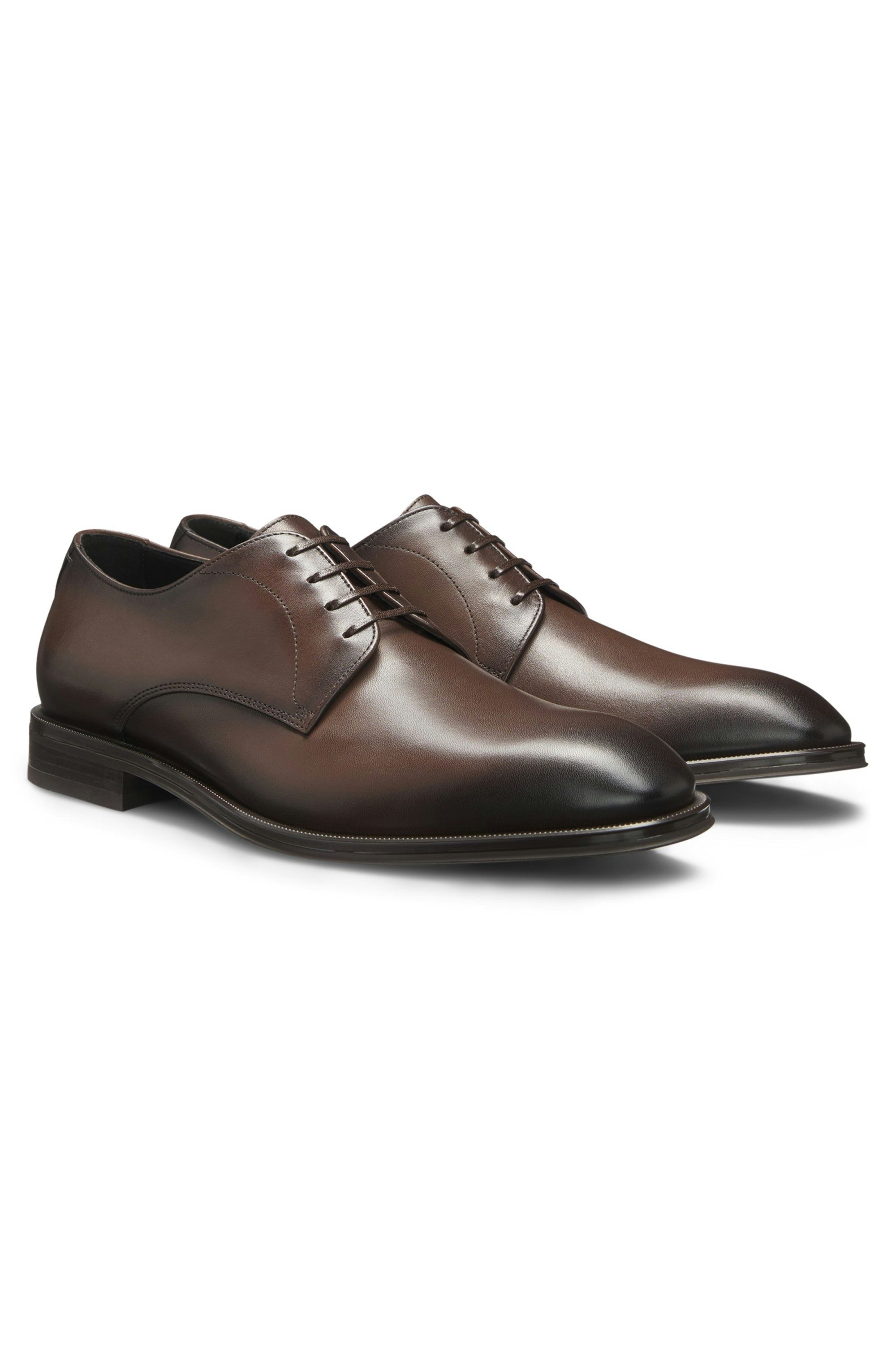 Italské kožené derby boty - Dark Brown