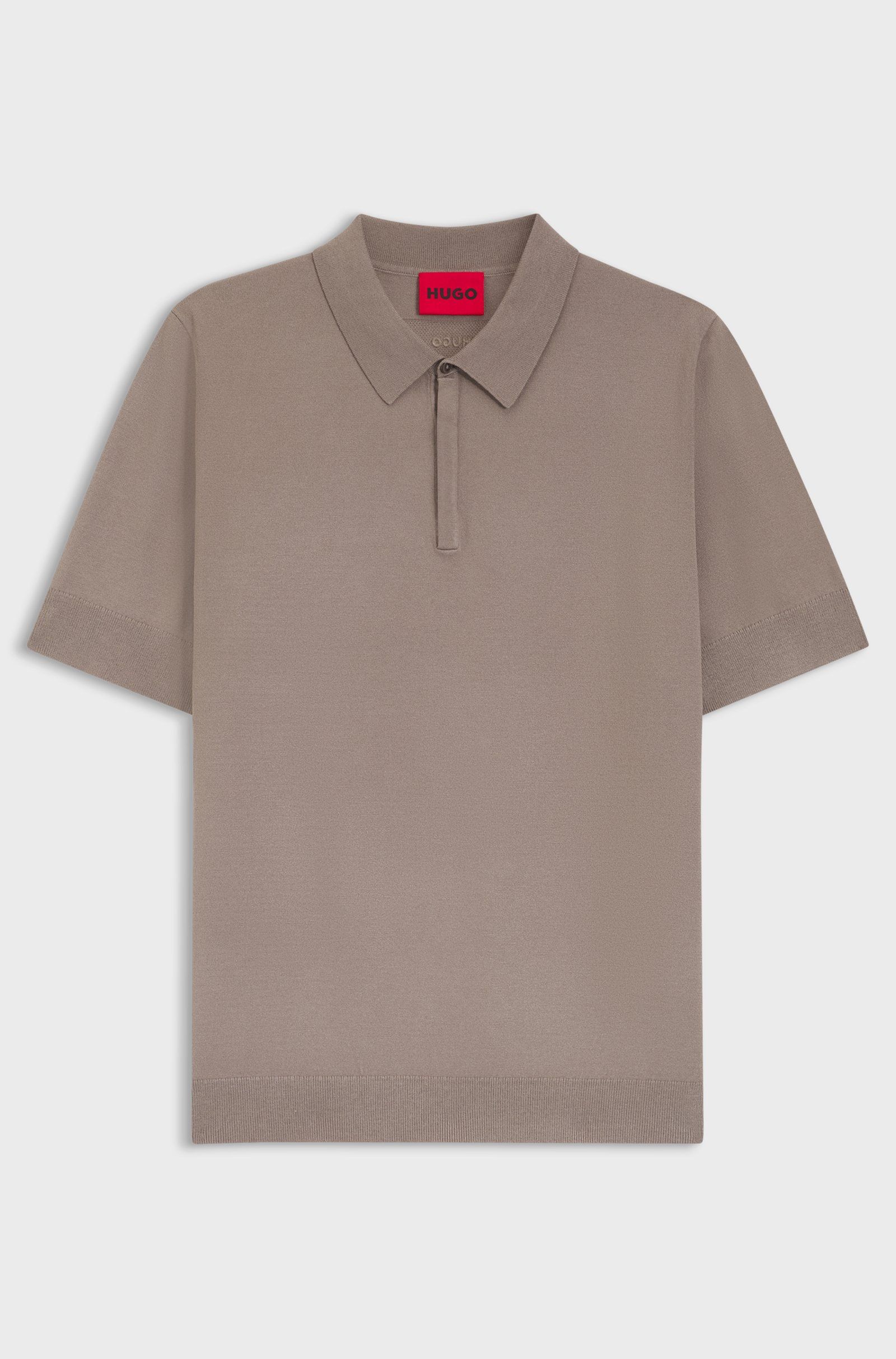 Pletené polo tričko s krytou légou - Light/Pastel Brown