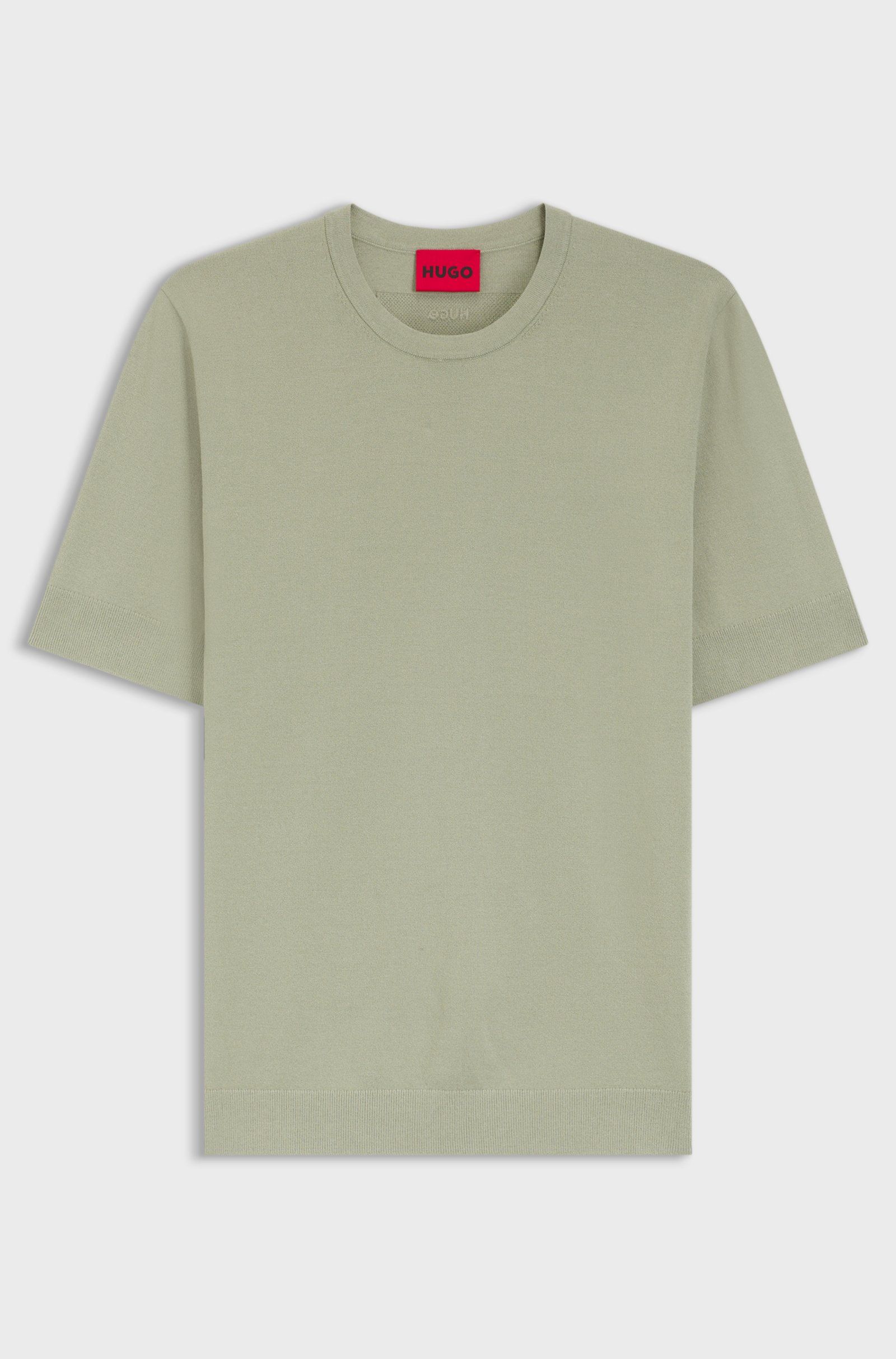 Pletený svetr slim fit s krátkým rukávem - Light/Pastel Green